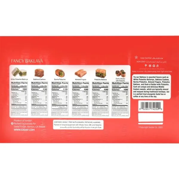 Sadaf Fancy Baklava - Sweet Baklava Pastry - Tasty Snack - Middle Eastern Delight - Baklava Gift Box - 6 Assorted Sweets | 28 pieces