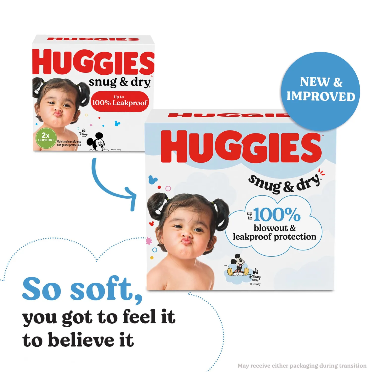 Huggies Size 3 Diapers, Snug & Dry Baby Diapers, Size 3 (16-28 lbs), 34 Count, Packaging May Vary
