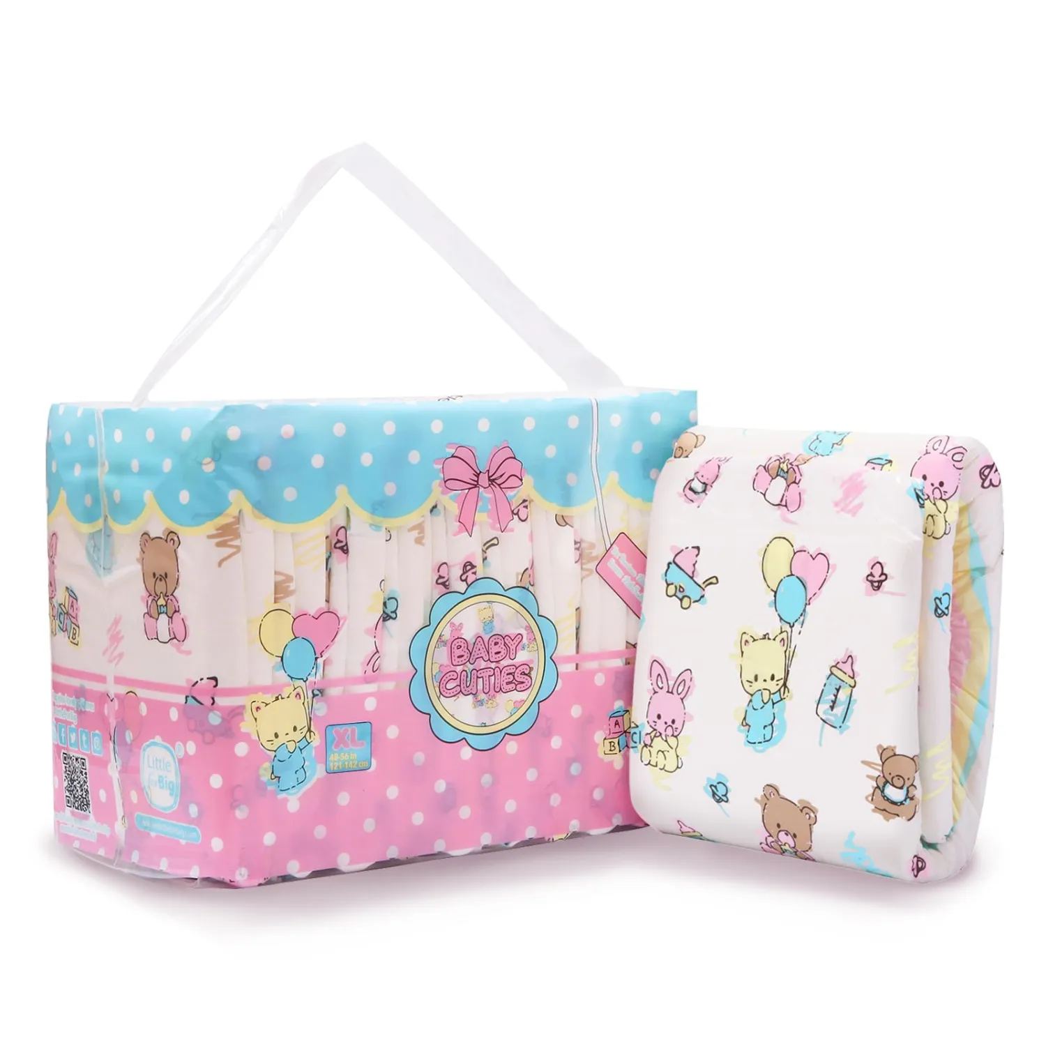 Littleforbig Printed Adult Brief Diapers 10 Pieces - Baby Cuties (X-Large 48"-56")