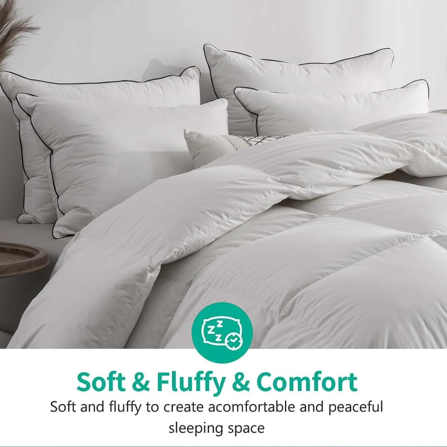 APSMILE Lightweight Feather Down Comforter Twin Size - Cotton Quilted Thicker Warmest Duvet Insert for Hoter Weather/Sleepers (68x90, Ivory White)