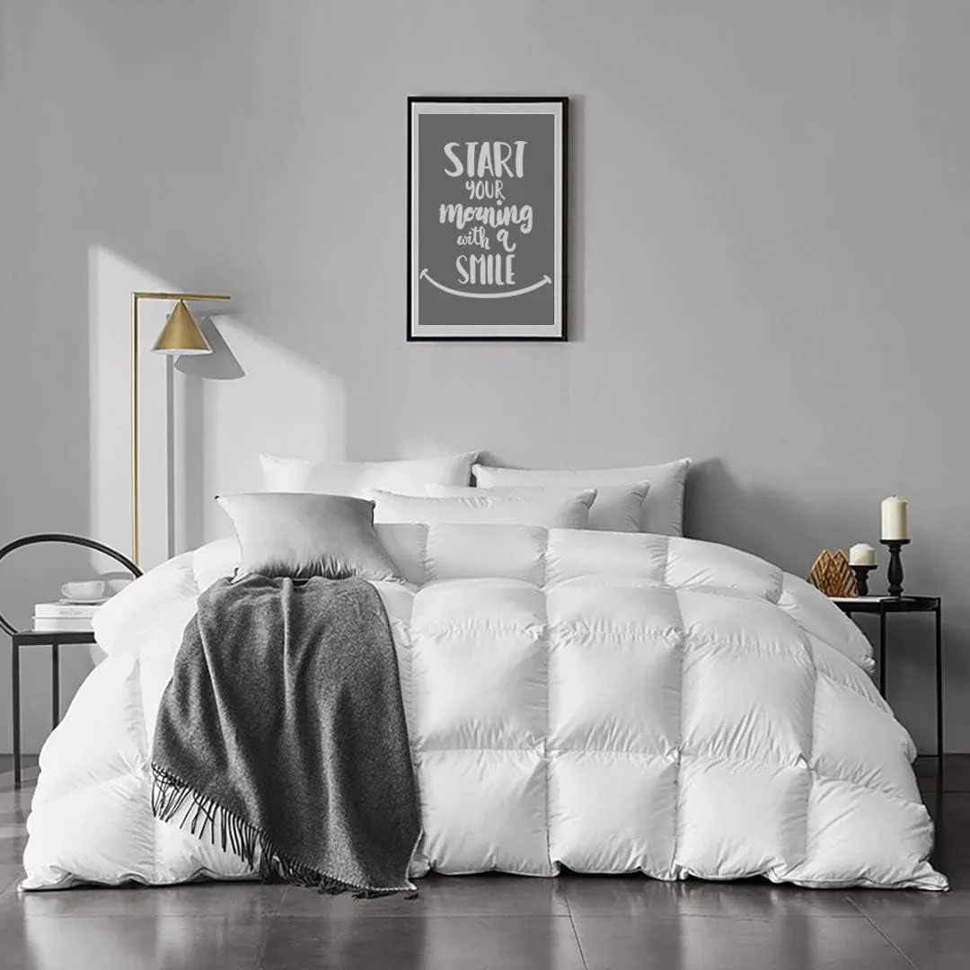 APSMILE Lightweight Feather Down Comforter Twin Size - Cotton Quilted Thicker Warmest Duvet Insert for Hoter Weather/Sleepers (68x90, Ivory White)