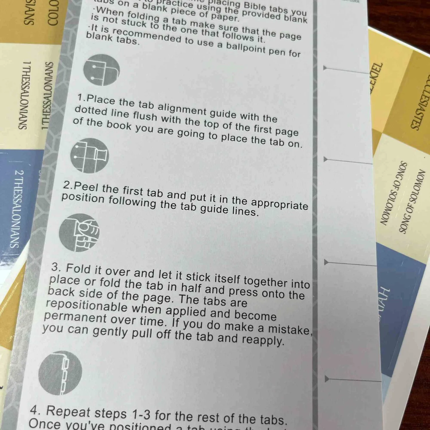 Thinkor Reposition Laminated Bible Tabs, Large Print Stickers, Easy to Read & Apply Bible Tabs for Women & Man (Summer Sand)