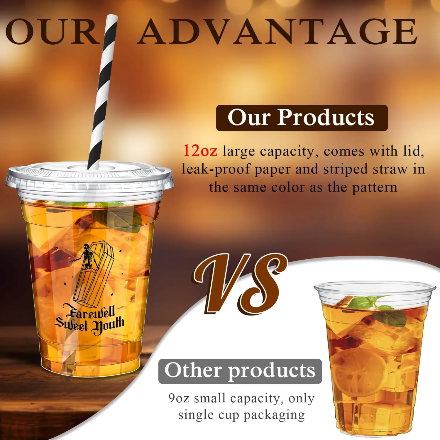 50 Pcs Death to My 20s Party Cups, Disposable Plastic Cups with Straws and Lids Clear mug Birthday Party Supplies for Kids Birthday Table Decorations