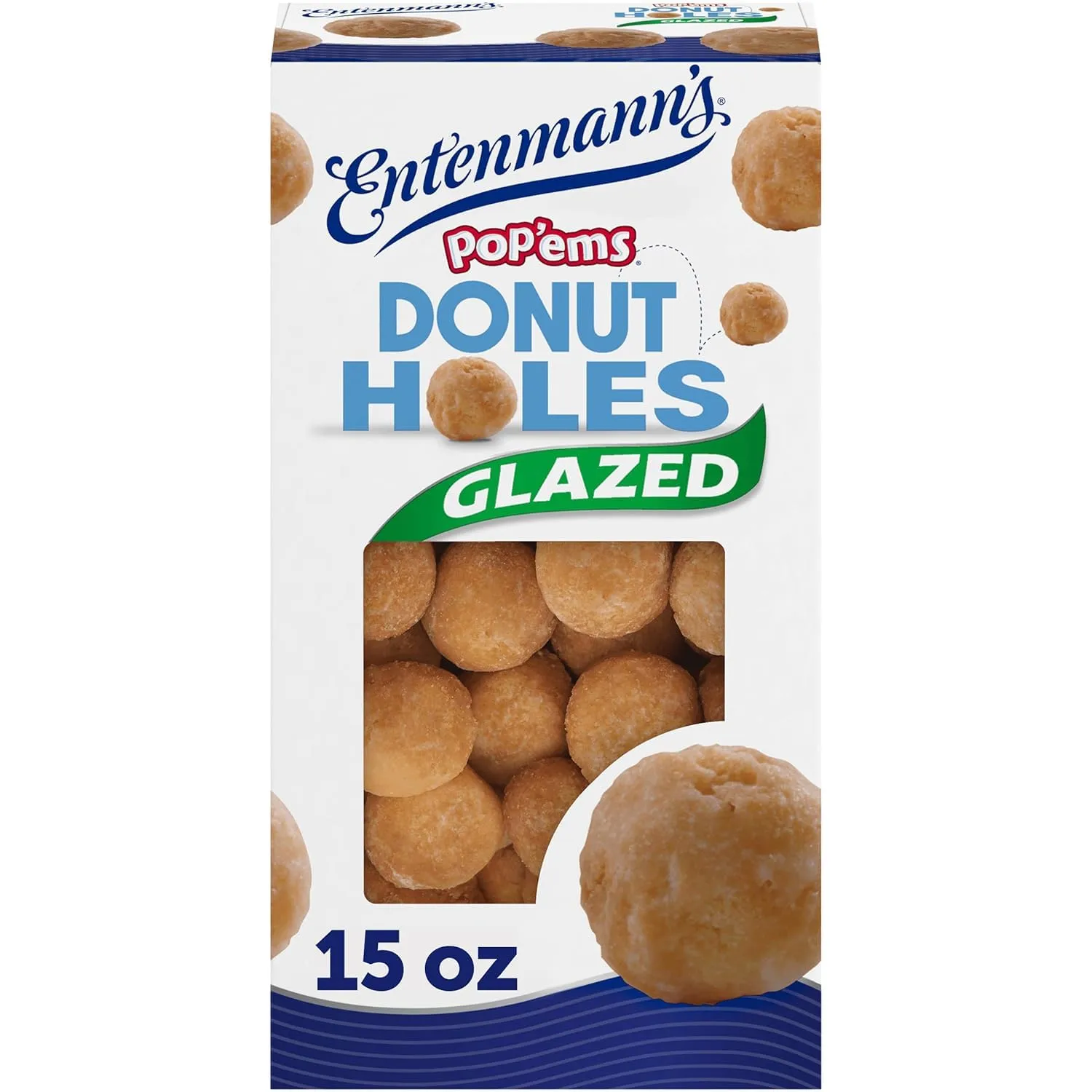Entenmann's Pop'ems Glazed Donut Holes 15 oz, Donuts Box