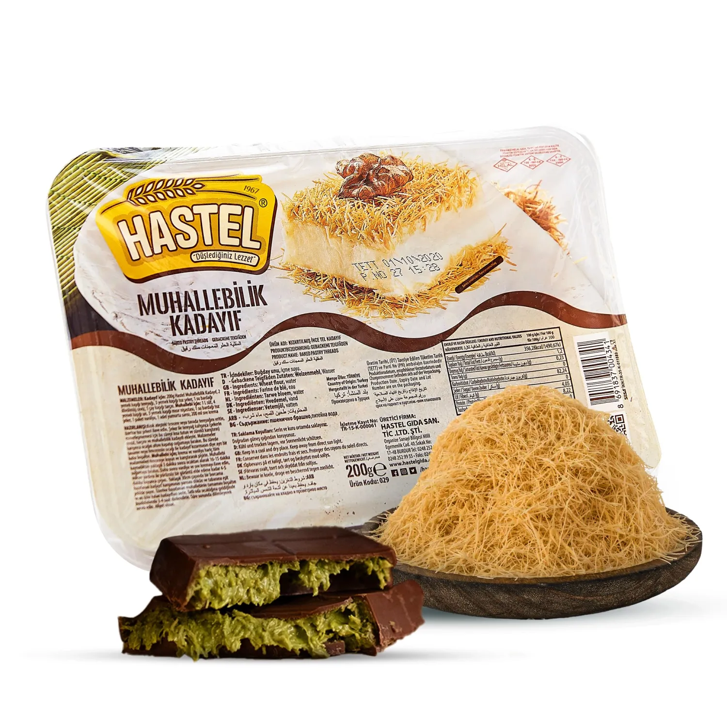 Hastel Premium Baked & Shredded Kataifi Pastry, 7 oz (200 g), Perfect for Dubai Chocolate Pistachio Bars, Traditional Knafeh, Kadaifi for Milky Desserts, Fillo Dough for Pastries