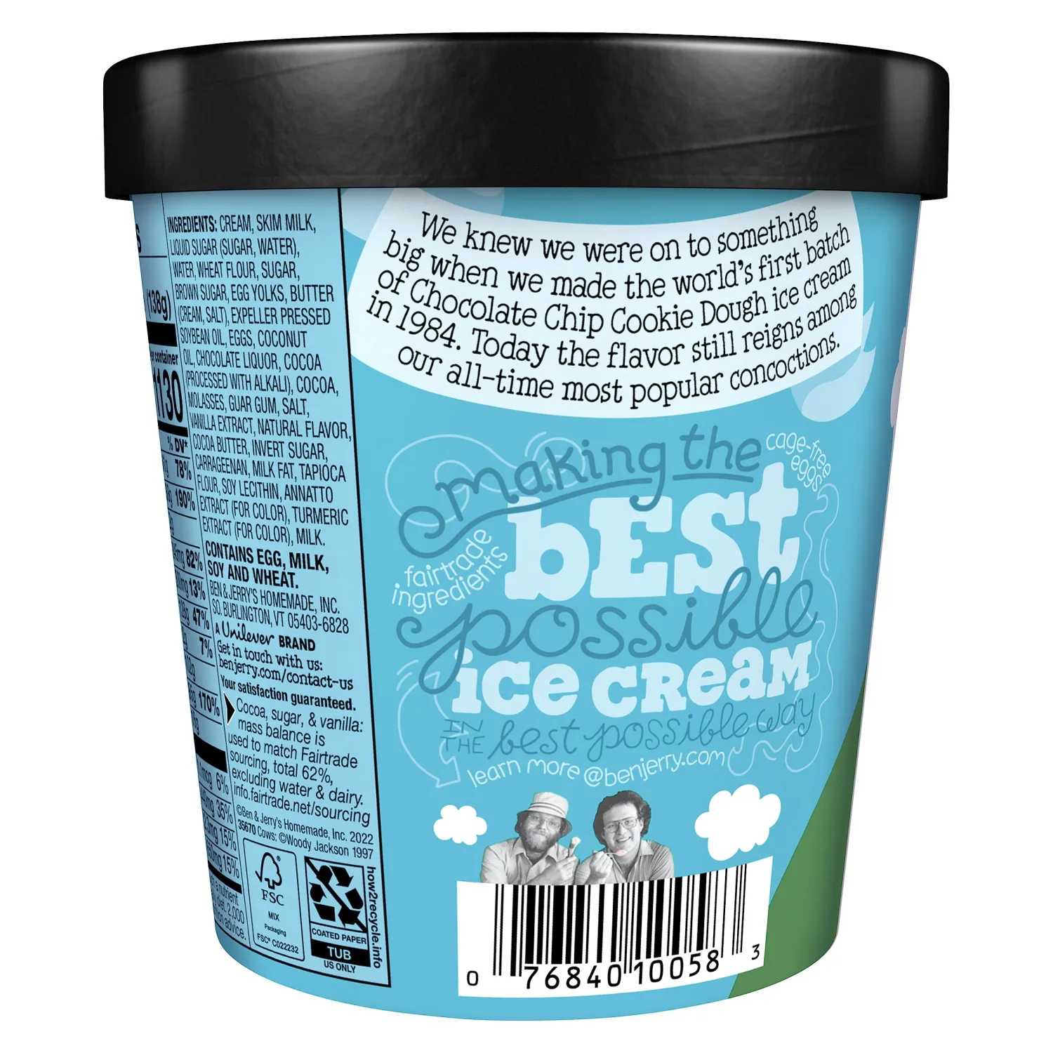 Ben & Jerry's Chocolate Chip Cookie Dough Vanilla Ice Cream Pint Non-GMO 16 oz