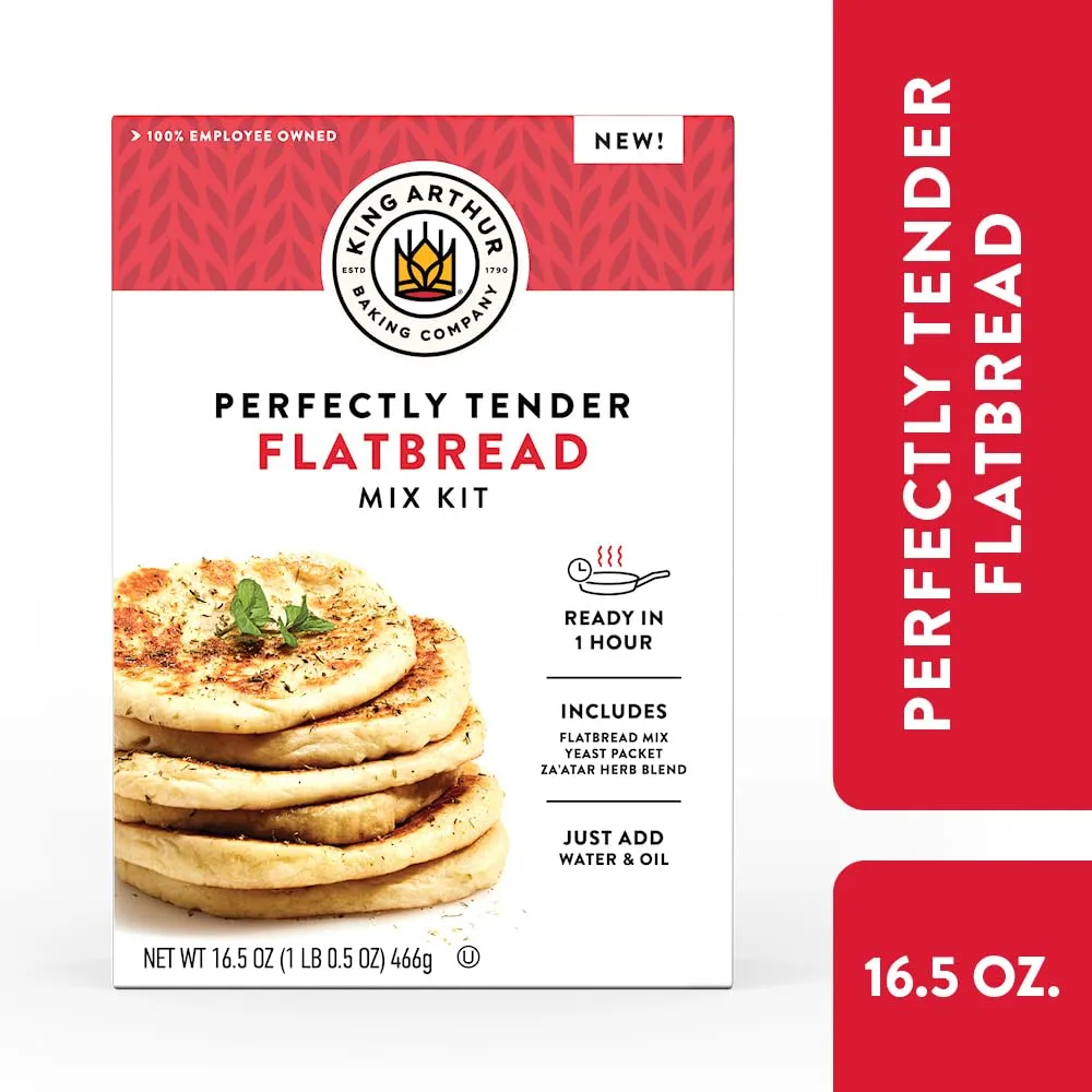 King Arthur Baking Company Perfectly Tender Flatbread Mix Kit 16.5 oz., Baking Mix - Ready in 1 hour