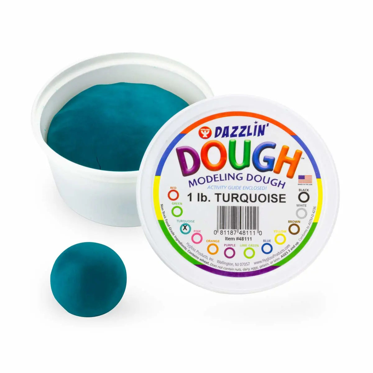 Hygloss Play Modeling Dough - Turquoise Dough Unscented - Safe & Non-Toxic for Kids Arts & Crafts - Party Favors - Classroom Supplies - 1lb
