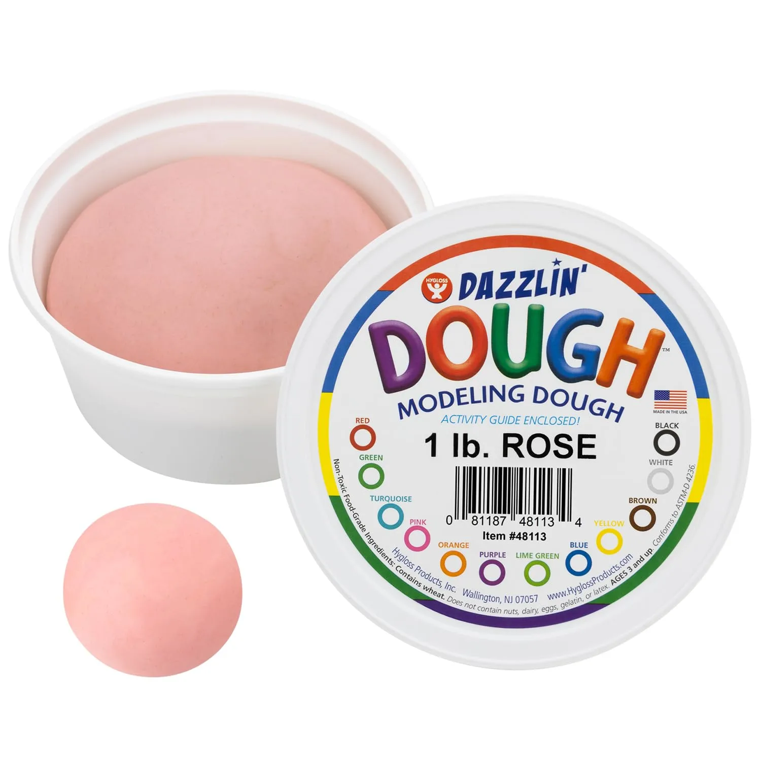 Hygloss Play Modeling Dough - Rose Dough Unscented - Safe & Non-Toxic for Kids Arts & Crafts - Party Favors - Classroom Supplies - 1lb