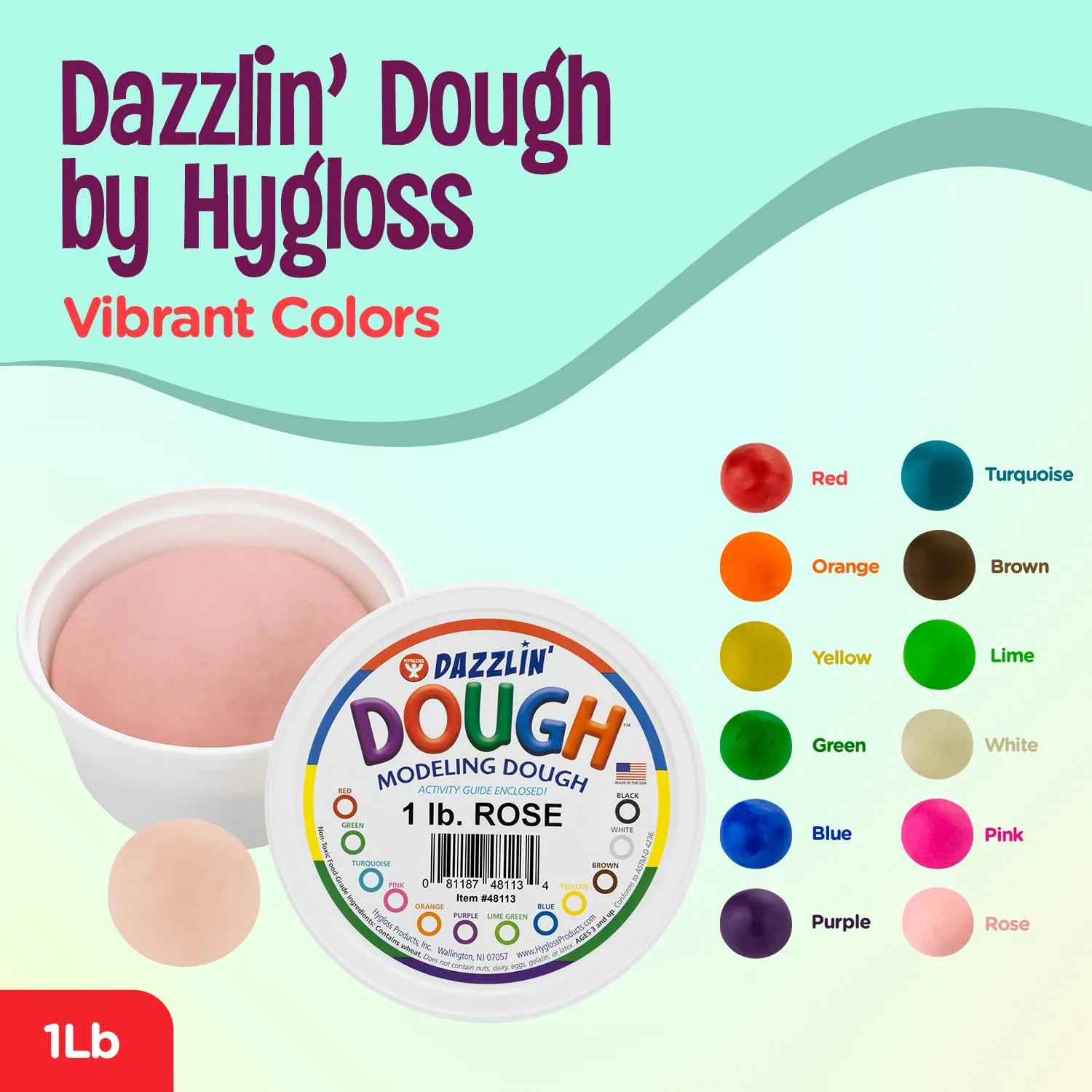 Hygloss Play Modeling Dough - Rose Dough Unscented - Safe & Non-Toxic for Kids Arts & Crafts - Party Favors - Classroom Supplies - 1lb