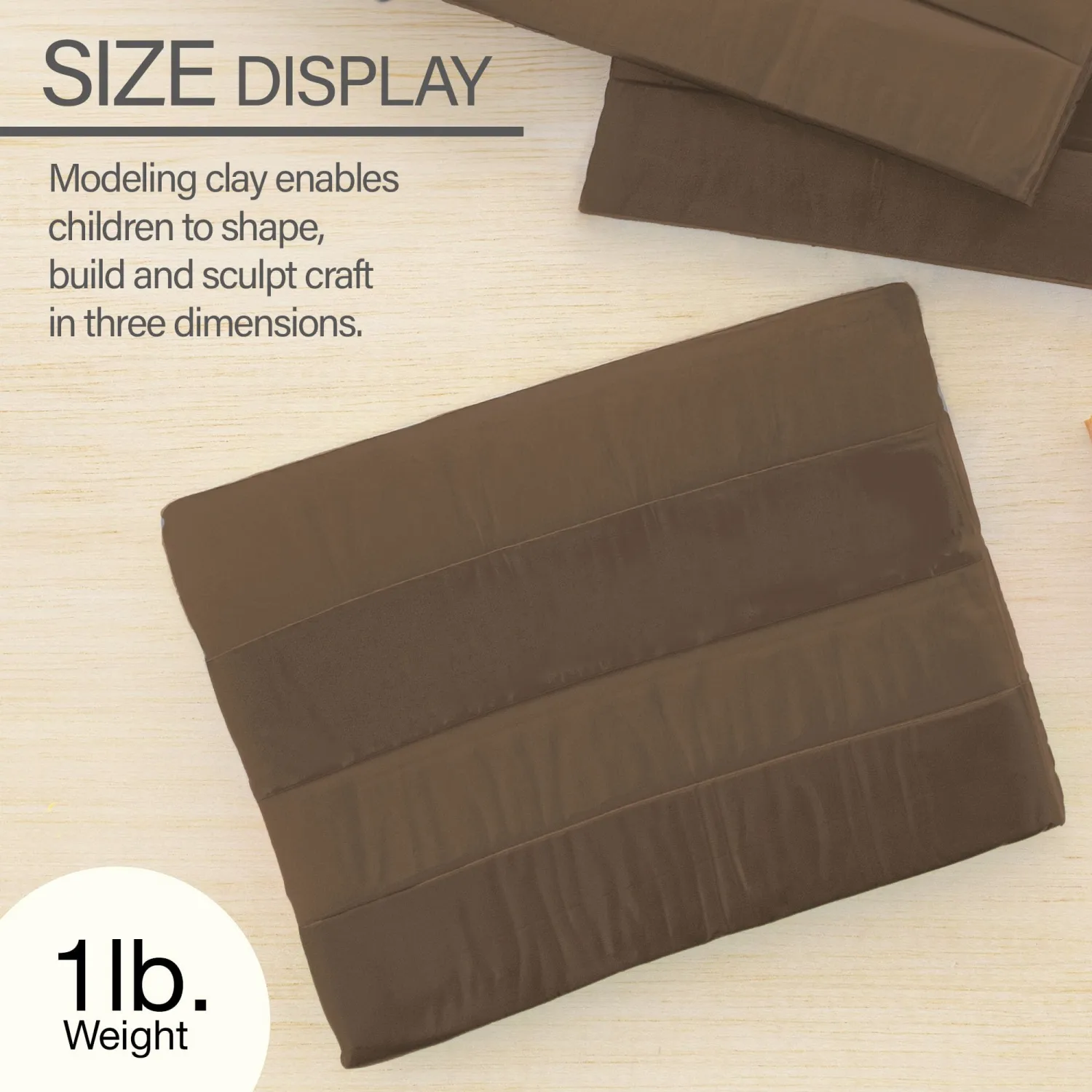BAZIC Modeling Clay Brown Color 1 LB, Light Dough Art Craft, Non Toxic Gift for Artist Kids Toddler Boys Girls, Bulk for Classroom, 1-Pack
