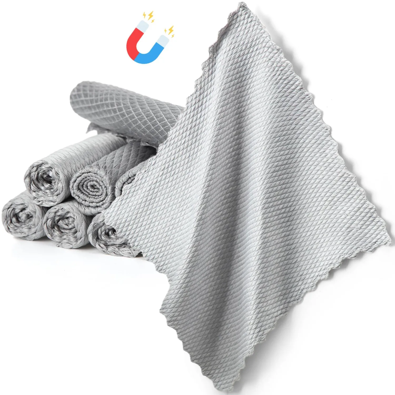 8 Pcs 10" x 10" Magnetic Cleaning Cloth Dry Erasers for White Boards Extra Strong Magnetism Microfiber Eraser for Blackboards Classroom Home Reusable Washable (Fish Scale Cloth)