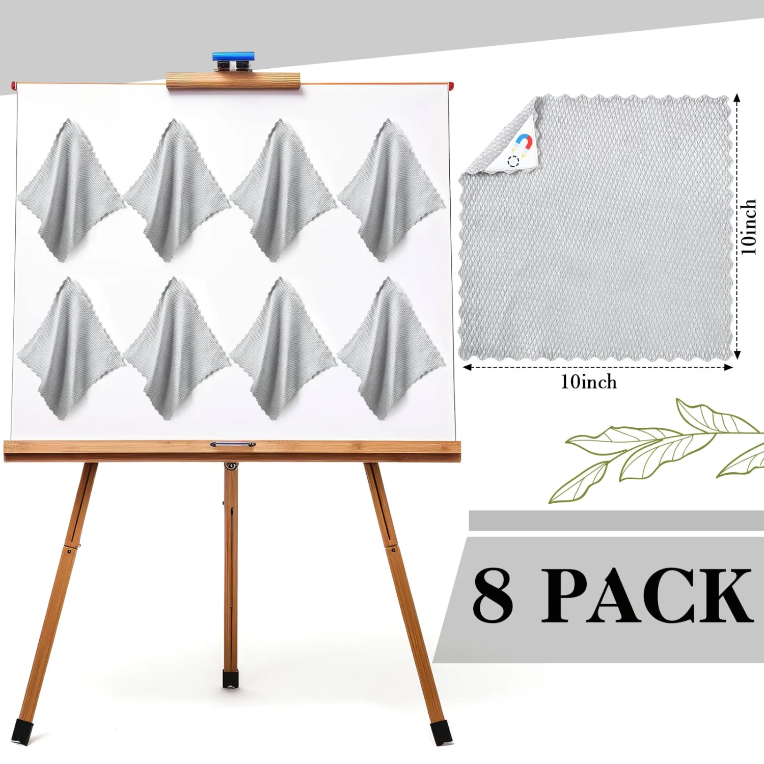 8 Pcs 10" x 10" Magnetic Cleaning Cloth Dry Erasers for White Boards Extra Strong Magnetism Microfiber Eraser for Blackboards Classroom Home Reusable Washable (Fish Scale Cloth)