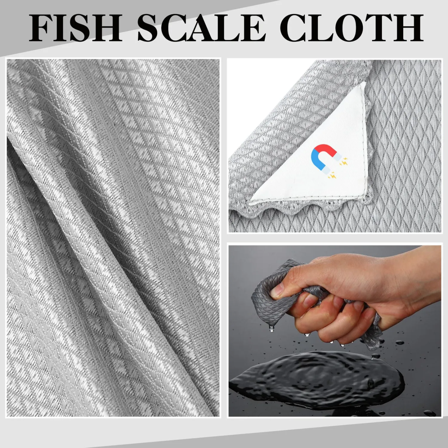 8 Pcs 10" x 10" Magnetic Cleaning Cloth Dry Erasers for White Boards Extra Strong Magnetism Microfiber Eraser for Blackboards Classroom Home Reusable Washable (Fish Scale Cloth)