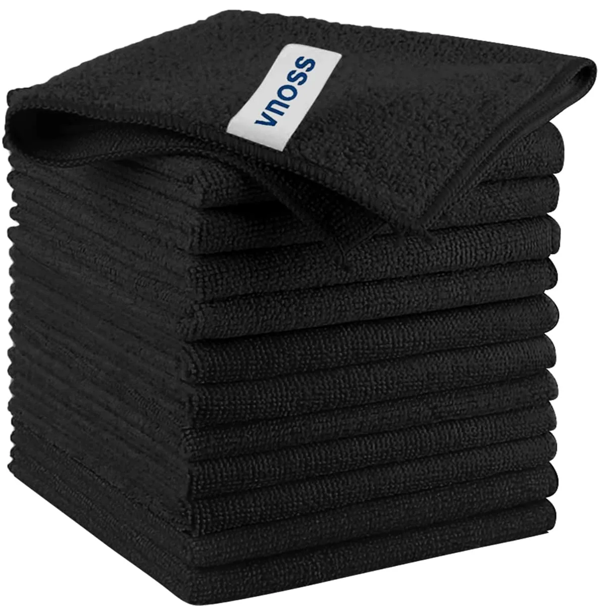Microfiber Cleaning Cloth, Pack of 12 Cleaning Rag, Cleaning Towels with 4 Color Assorted, Black,12"X12"