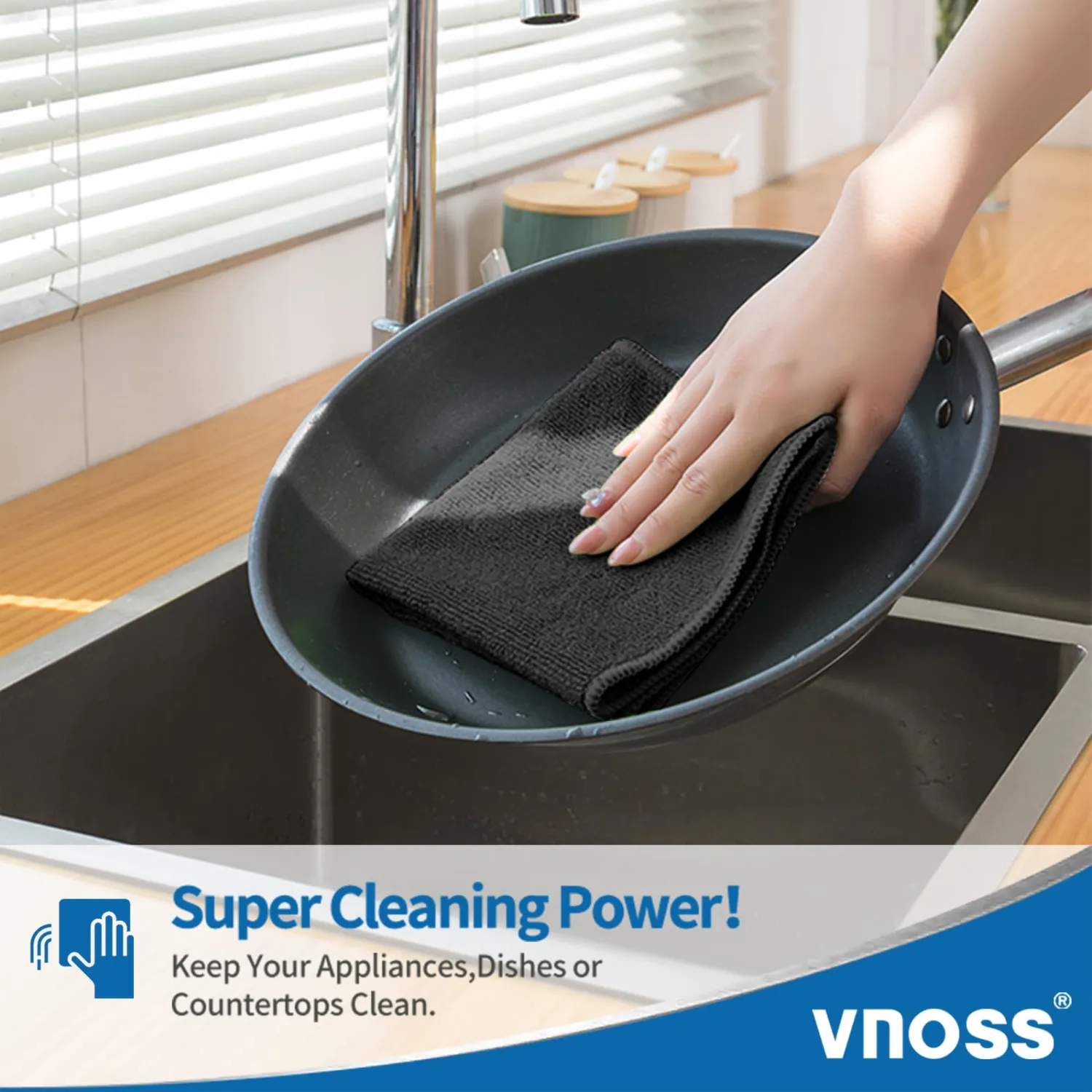 Microfiber Cleaning Cloth, Pack of 12 Cleaning Rag, Cleaning Towels with 4 Color Assorted, Black,12"X12"