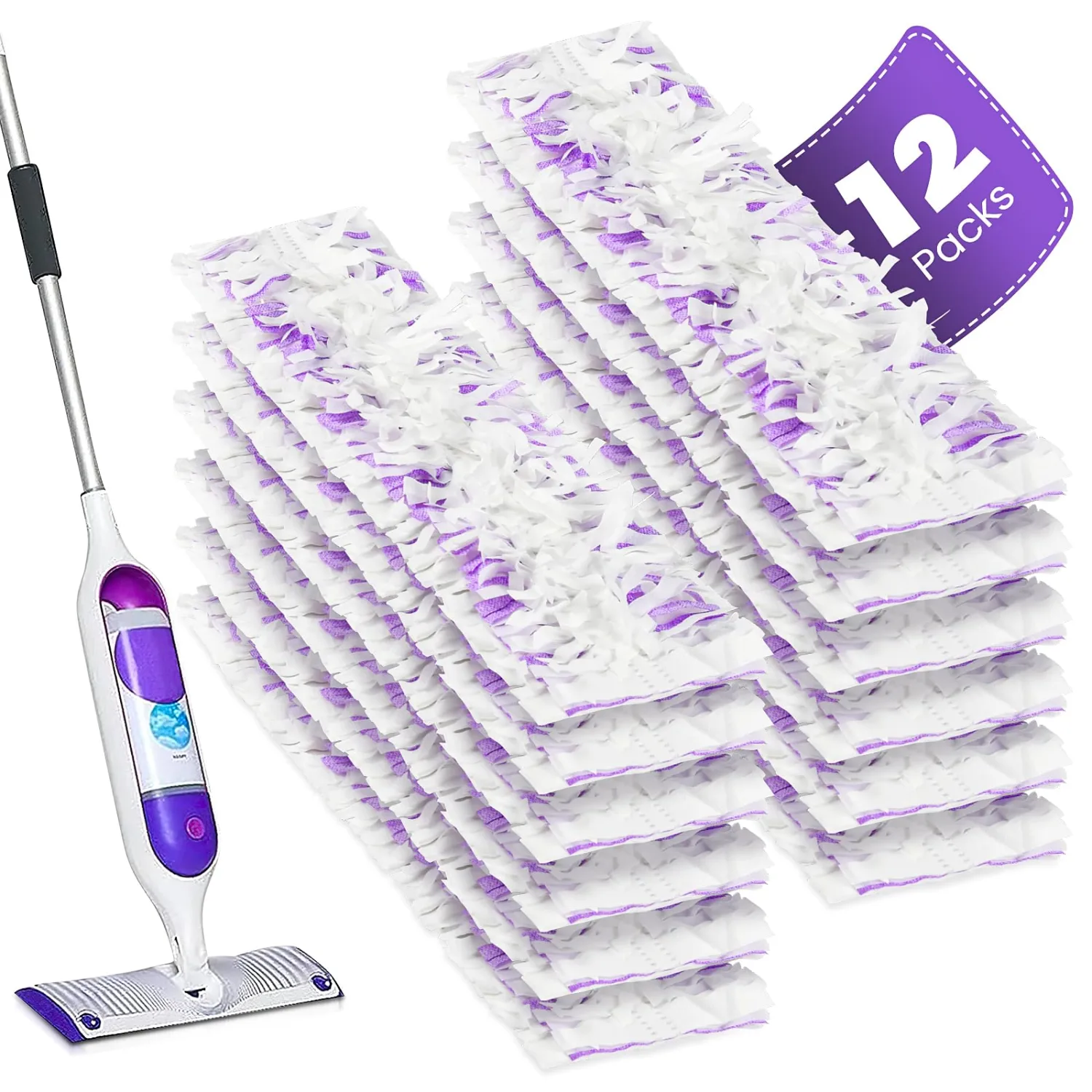 12 Pack Power Mop Refills Compatible with Swiffer Power Mop, for Swiffer Wet Pads Refill, for Floor Cleaning, Unscented