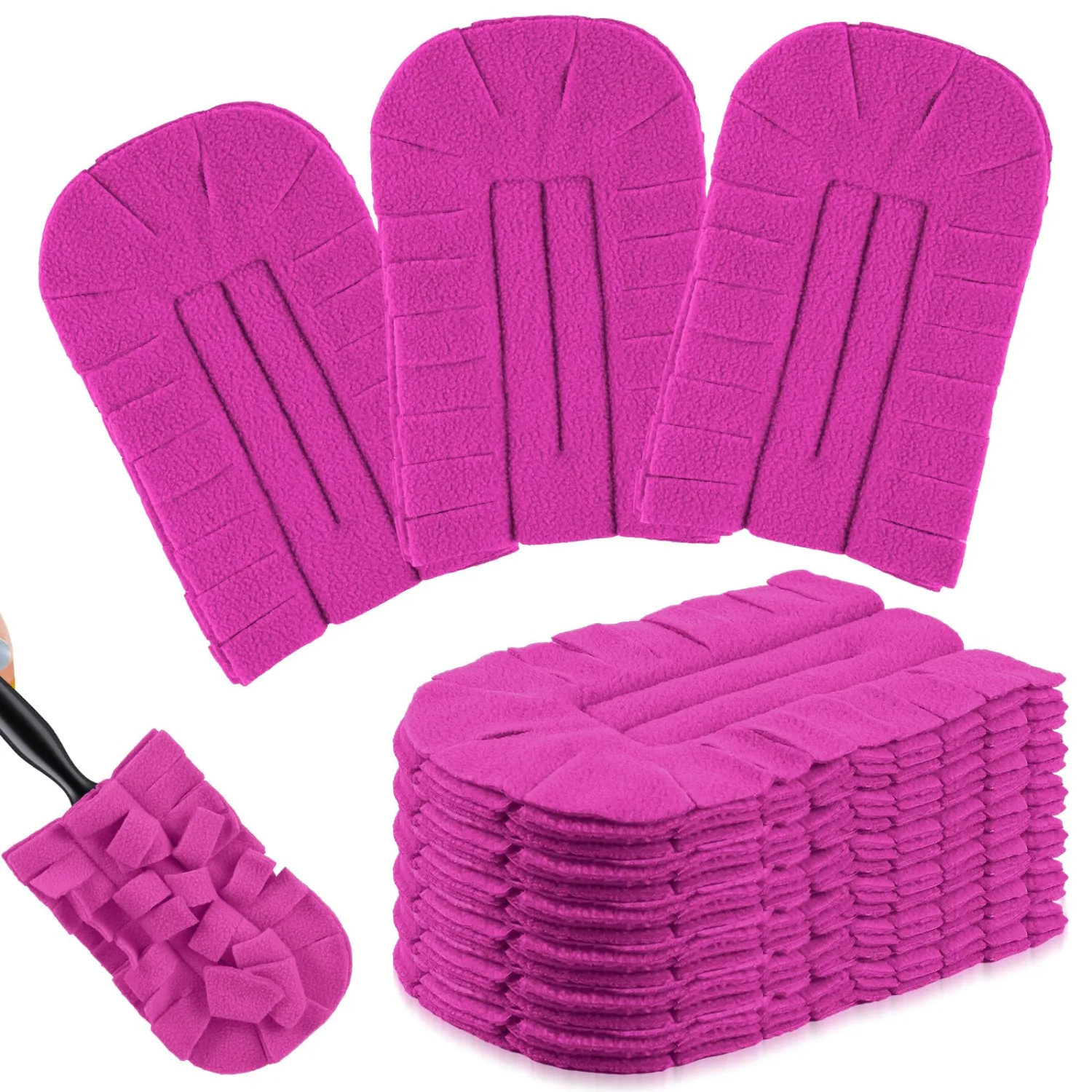 Zubebe 6 Pcs Duster Refill Compatible with Swiffer Hand Reusable Duster Refills Washable Hand Cleaning Pads Heavy Duty for Cleaning Ceiling Fan Window Kitchen (Peach Red)