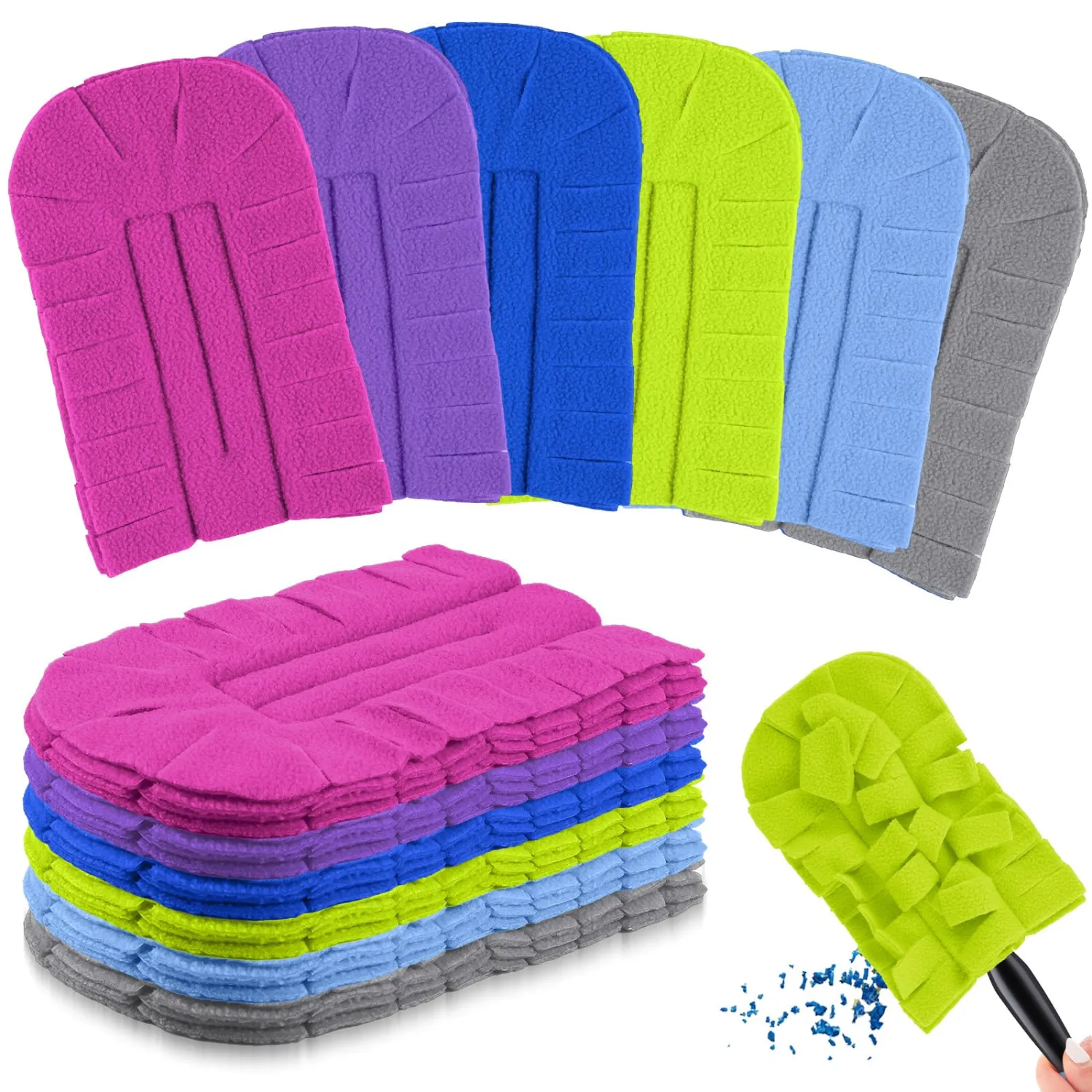 Zubebe 6 Pcs Duster Refill Compatible with Swiffer Hand Reusable Duster Refills Washable Hand Cleaning Pads Heavy Duty for Cleaning Ceiling Fan Window Kitchen (Elegant Color)