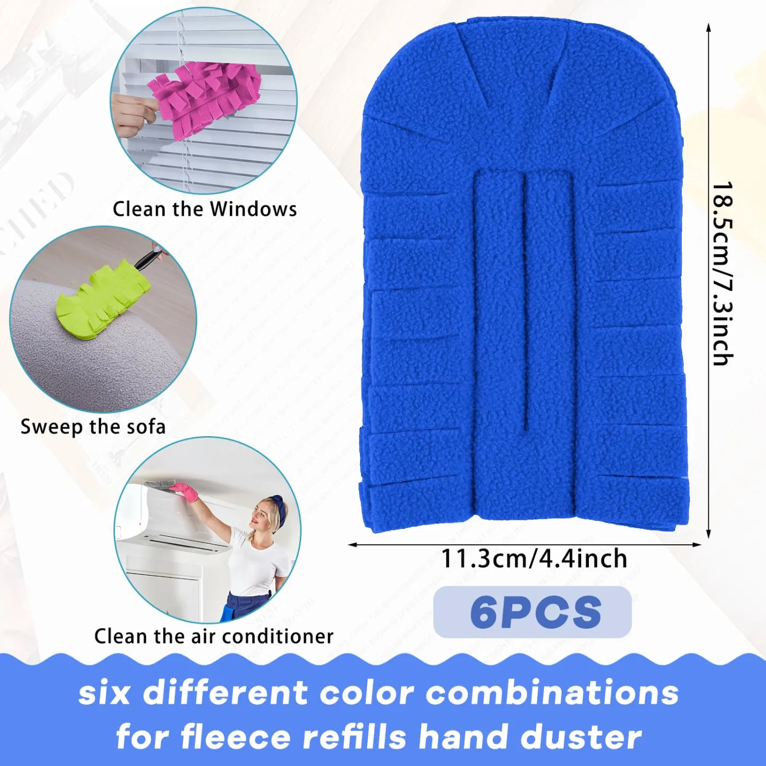 Zubebe 6 Pcs Duster Refill Compatible with Swiffer Hand Reusable Duster Refills Washable Hand Cleaning Pads Heavy Duty for Cleaning Ceiling Fan Window Kitchen (Elegant Color)