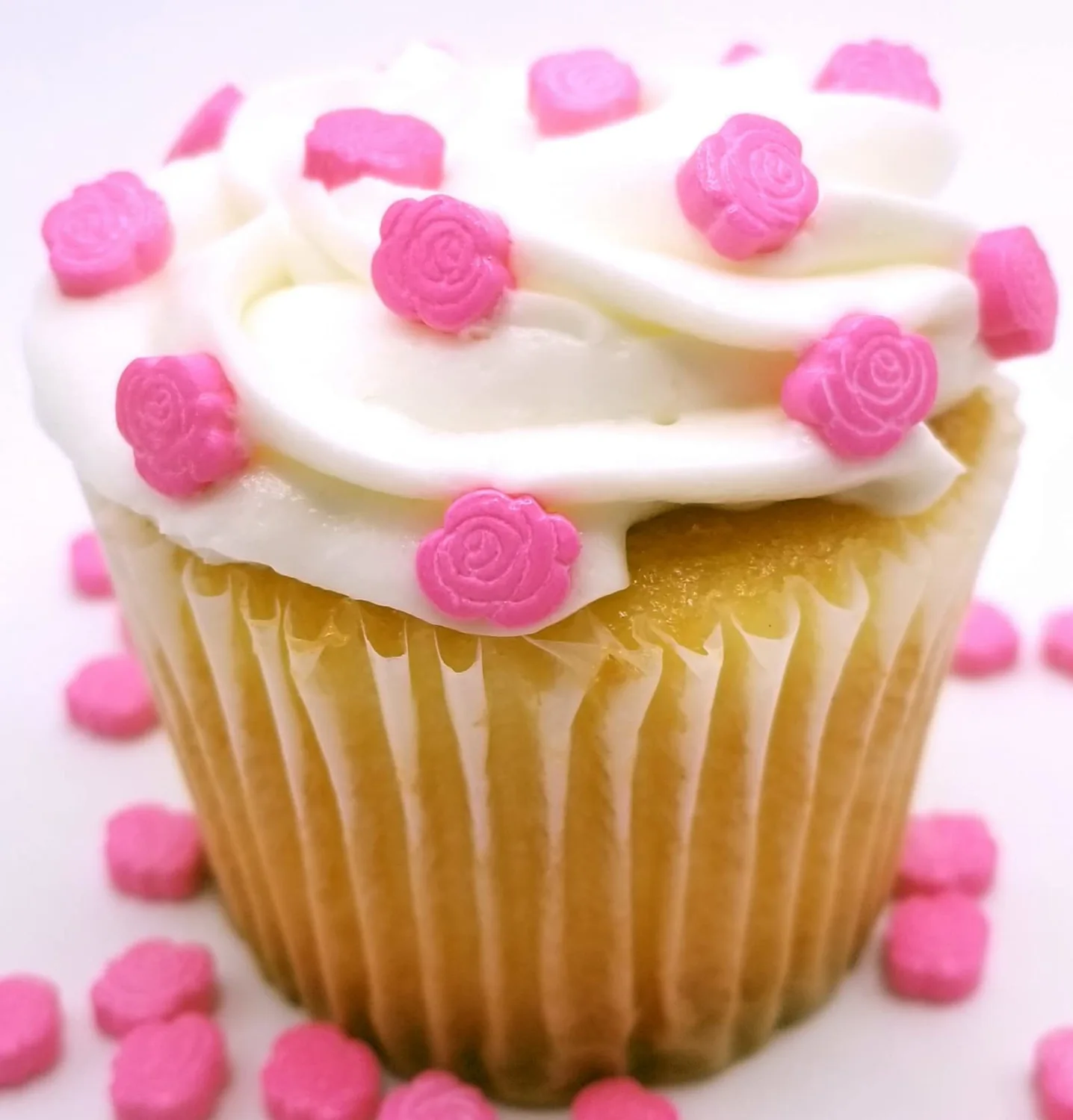 NCS Pink Rose Flower Edible Candy Cake Toppers, 8 ounces