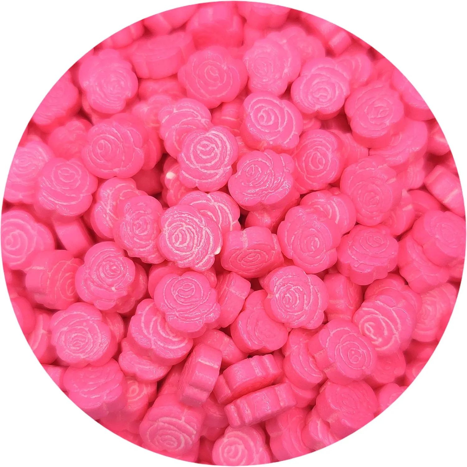 NCS Pink Rose Flower Edible Candy Cake Toppers, 8 ounces