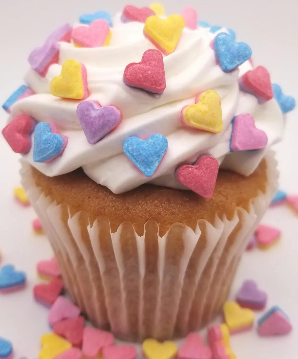 NCS Red, Yellow, Blue, Pink, and Purple Valentine's Day Rainbow Heart Edible Candy Cake Toppers, 8 ounces