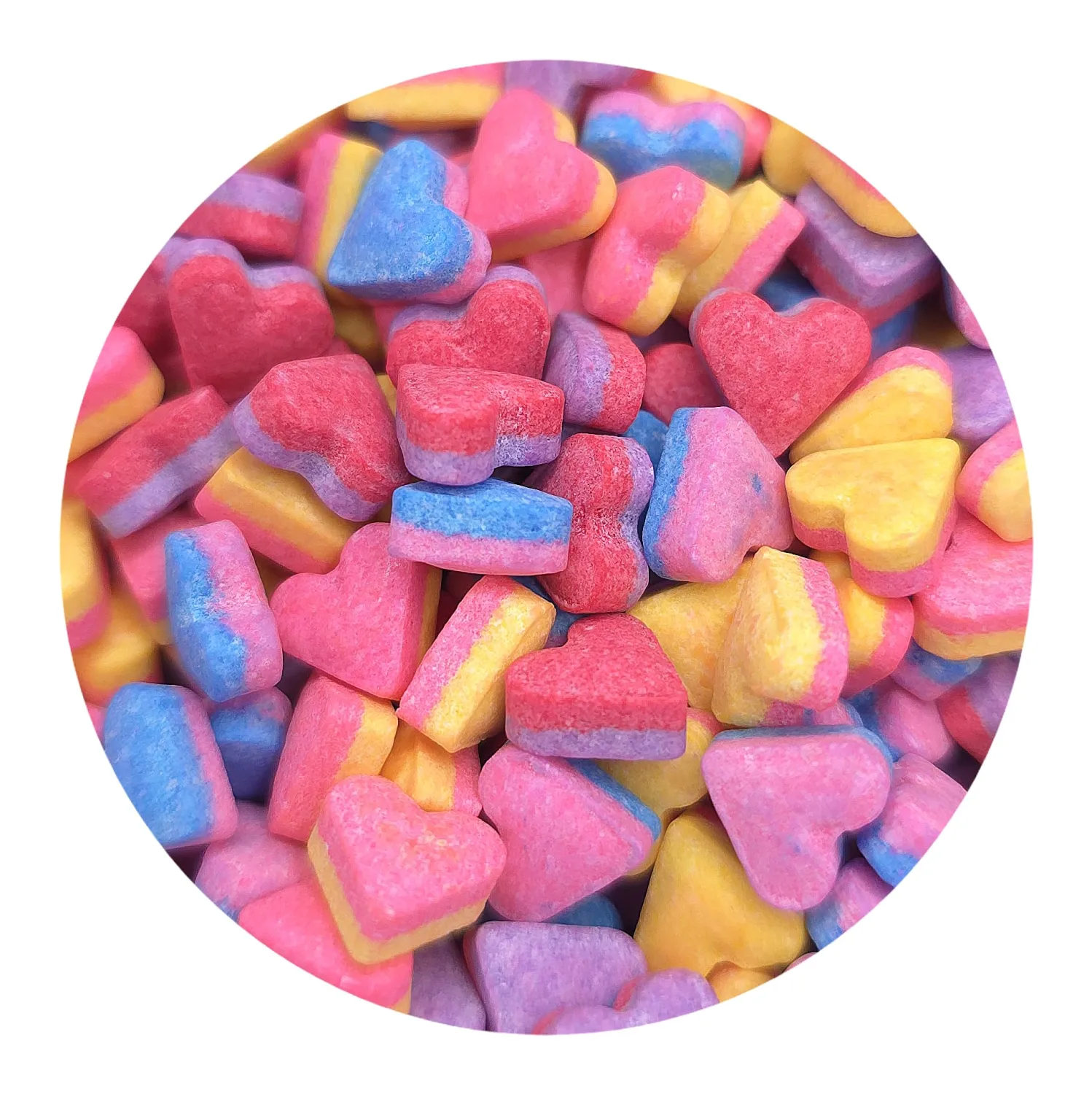NCS Red, Yellow, Blue, Pink, and Purple Valentine's Day Rainbow Heart Edible Candy Cake Toppers, 8 ounces