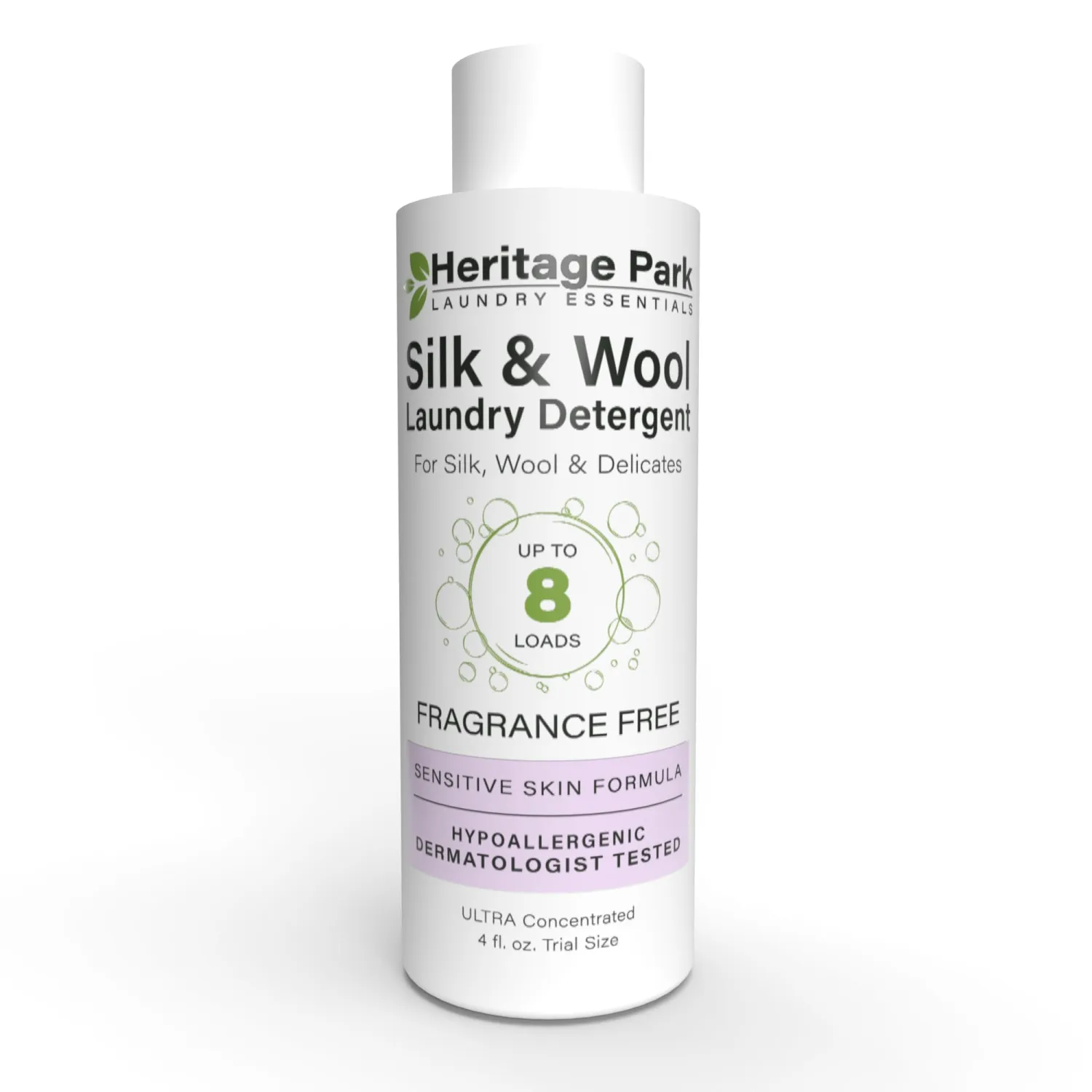 Heritage Park Silk & Wool Fragrance Free, Hypoallergenic, pH-Neutral Laundry Detergent - Dermatologist-tested, Sensitive Skin-Friendly, Enzymes-Free, Ultra Concentrated (4 Fl Oz)