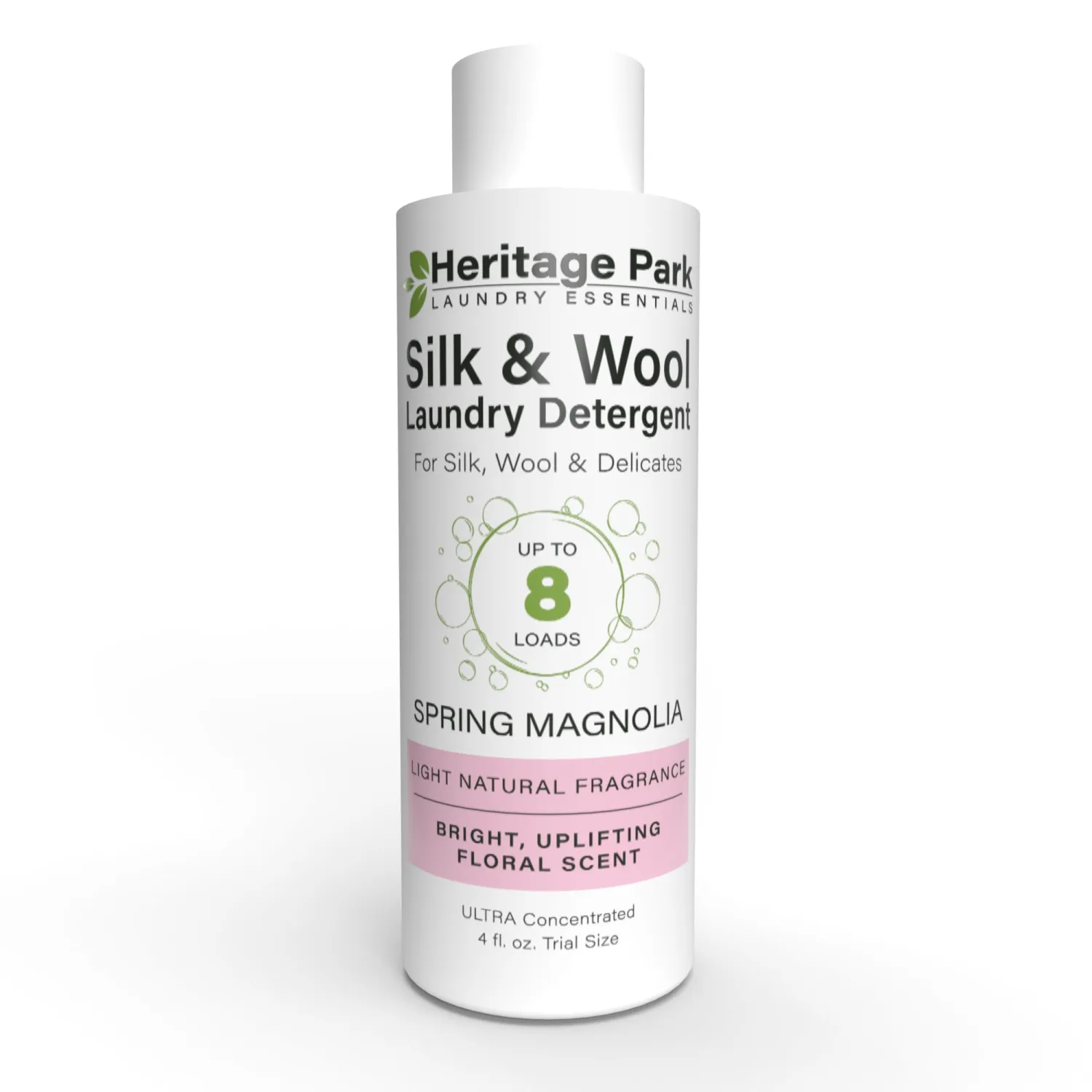 Heritage Park Silk & Wool Spring Magnolia Floral Scent, pH-Neutral Laundry Detergent - Enzymes-Free, Ultra Concentrated (4 fl oz Trial Size)