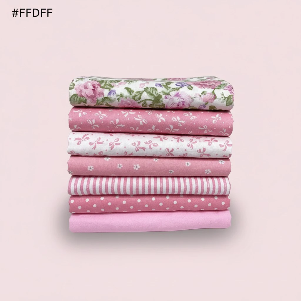 7Pcs 20" x 20" Cotton Fabric DIY Making Supplies Quilting Patchwork Fabric Fat Quarter Bundles DIY for Quilting Cotton Patchwork Cushions(Peony)
