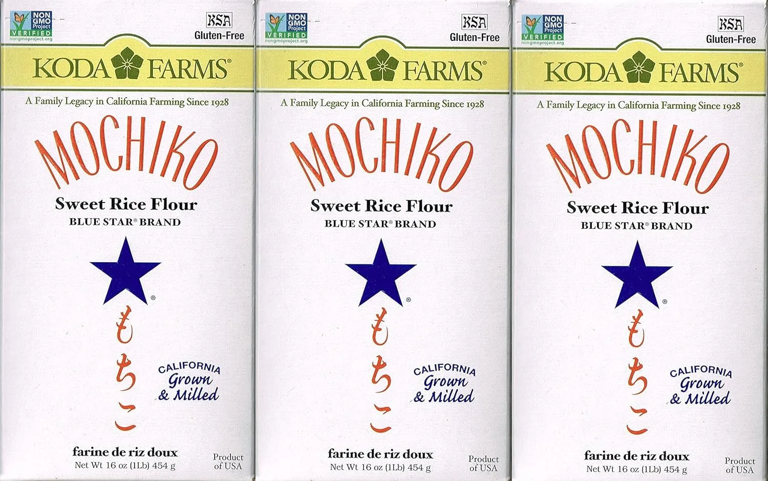 Mochiko Sweet Rice Flour (Pack of 3) 100% Glutinous Rice Flour for Mochi, Dango & Gluten-Free Baking, Perfect for Japanese Desserts, Dumplings, Thickening Sauces, 3-Pack for Bulk Cooking and Baking