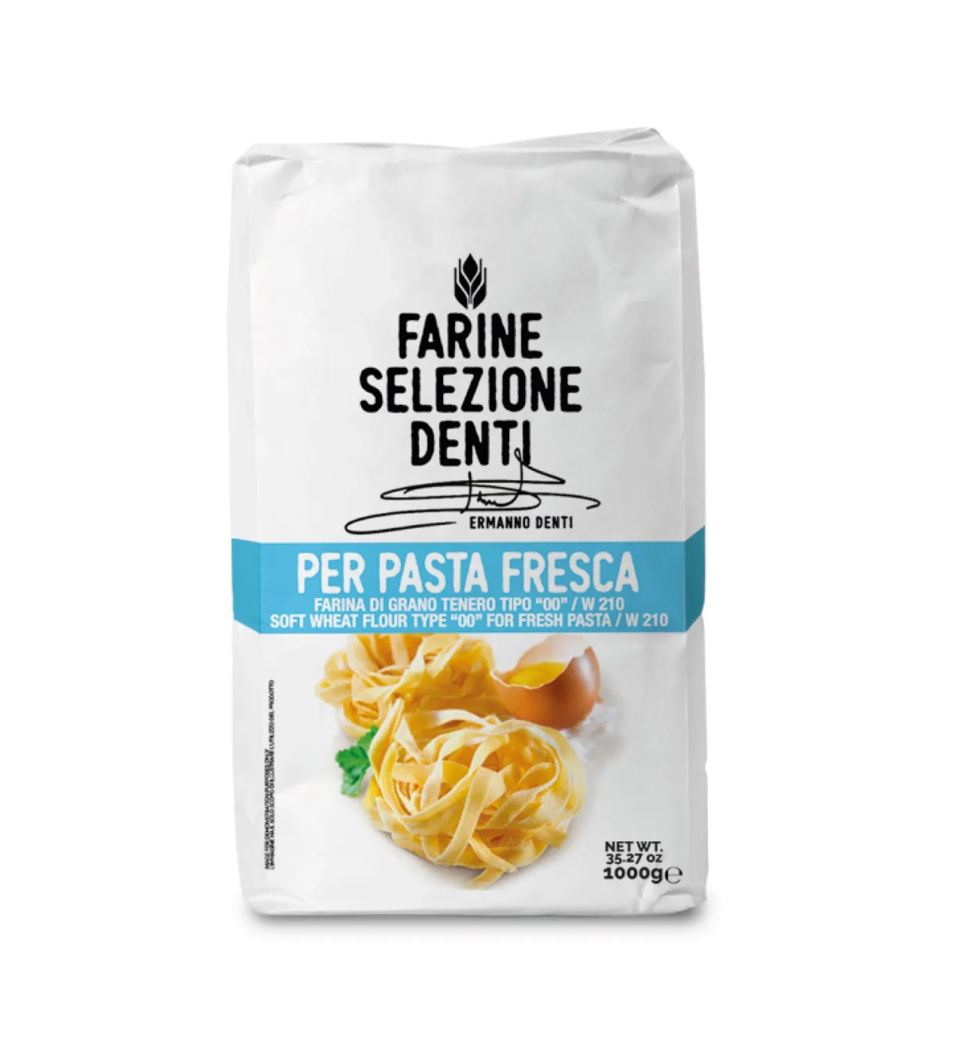 Italian "00" Soft Wheat Flour for Fresh Pasta, W210 by Molino Denti, 35.27 oz (1000 g)