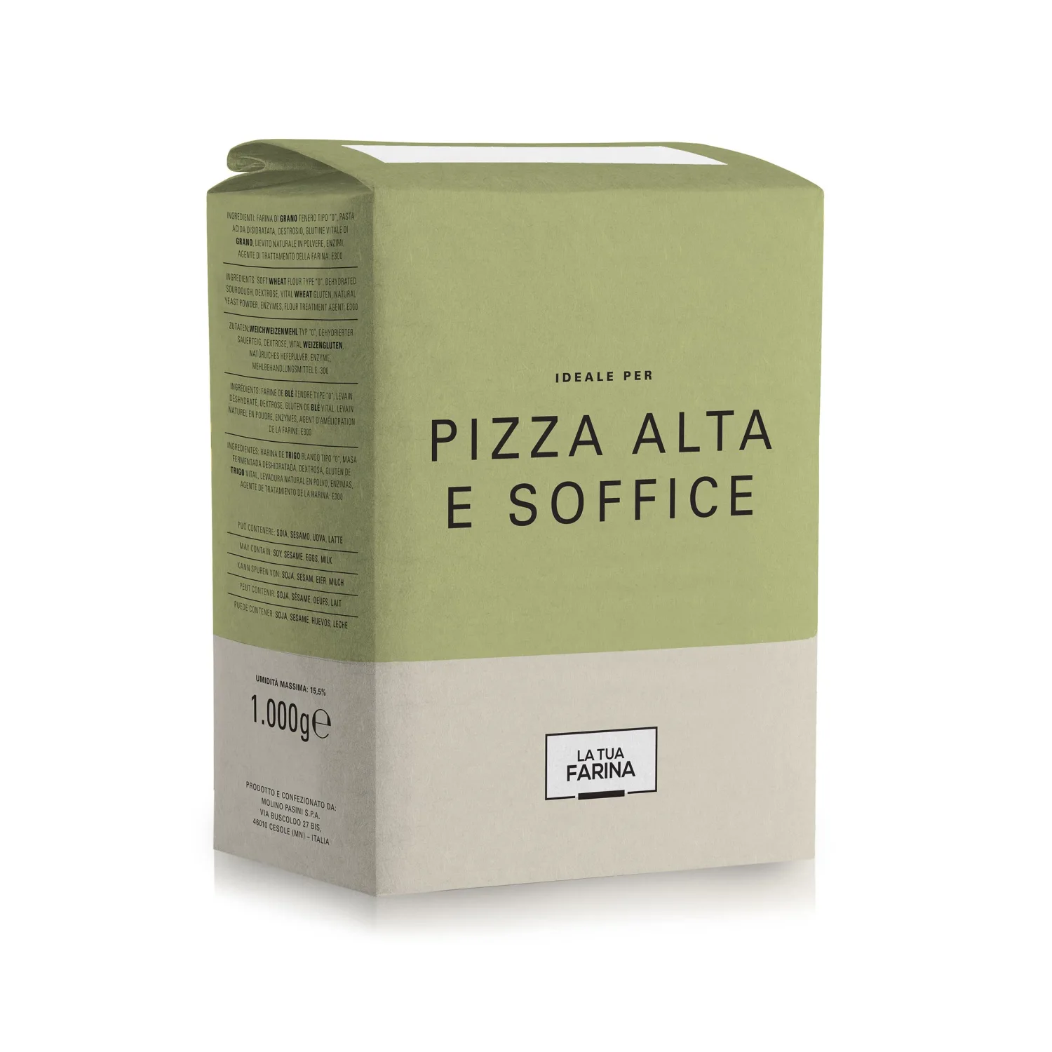 Molino Pasini Soft Wheat Flour Type "0", Ideal for Deep Pan Pizza and Focaccia, 1 Kg / 2.20 Lb