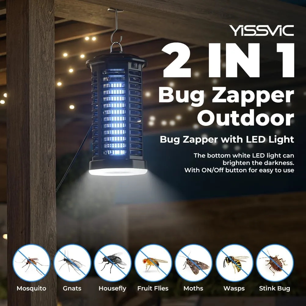 YISSVIC Bug Zapper Outdoor, 4200V Mosquito Zapper, Electric Fly Zapper, Waterproof Mosquito Killer Plug in, Fly Traps, Flying Insects Zapper Indoor, Plastic Mesh for Home Patio Office Garage