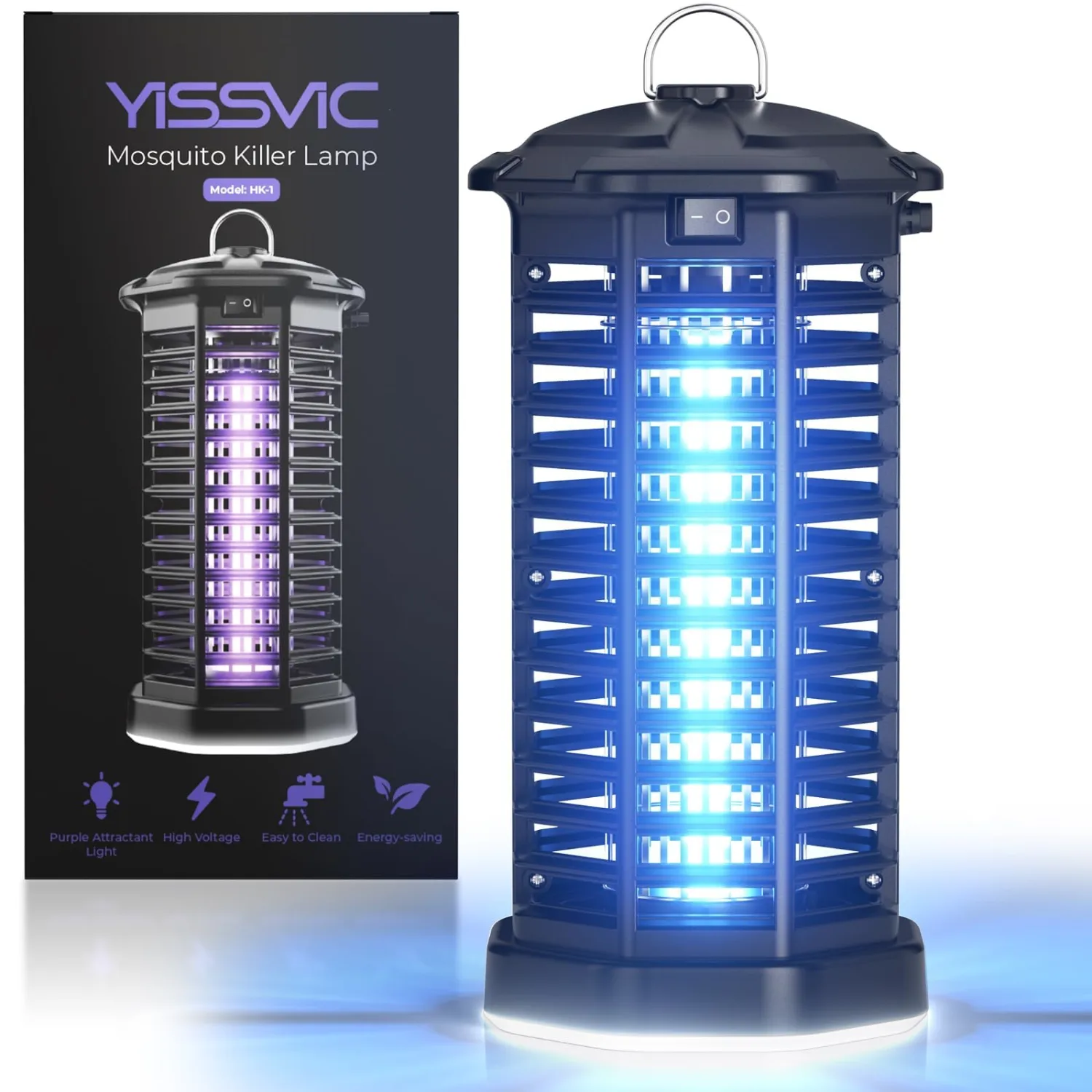 YISSVIC Bug Zapper Outdoor, 4200V Mosquito Zapper, Electric Fly Zapper, Waterproof Mosquito Killer Plug in, Fly Traps, Flying Insects Zapper Indoor, Plastic Mesh for Home Patio Office Garage
