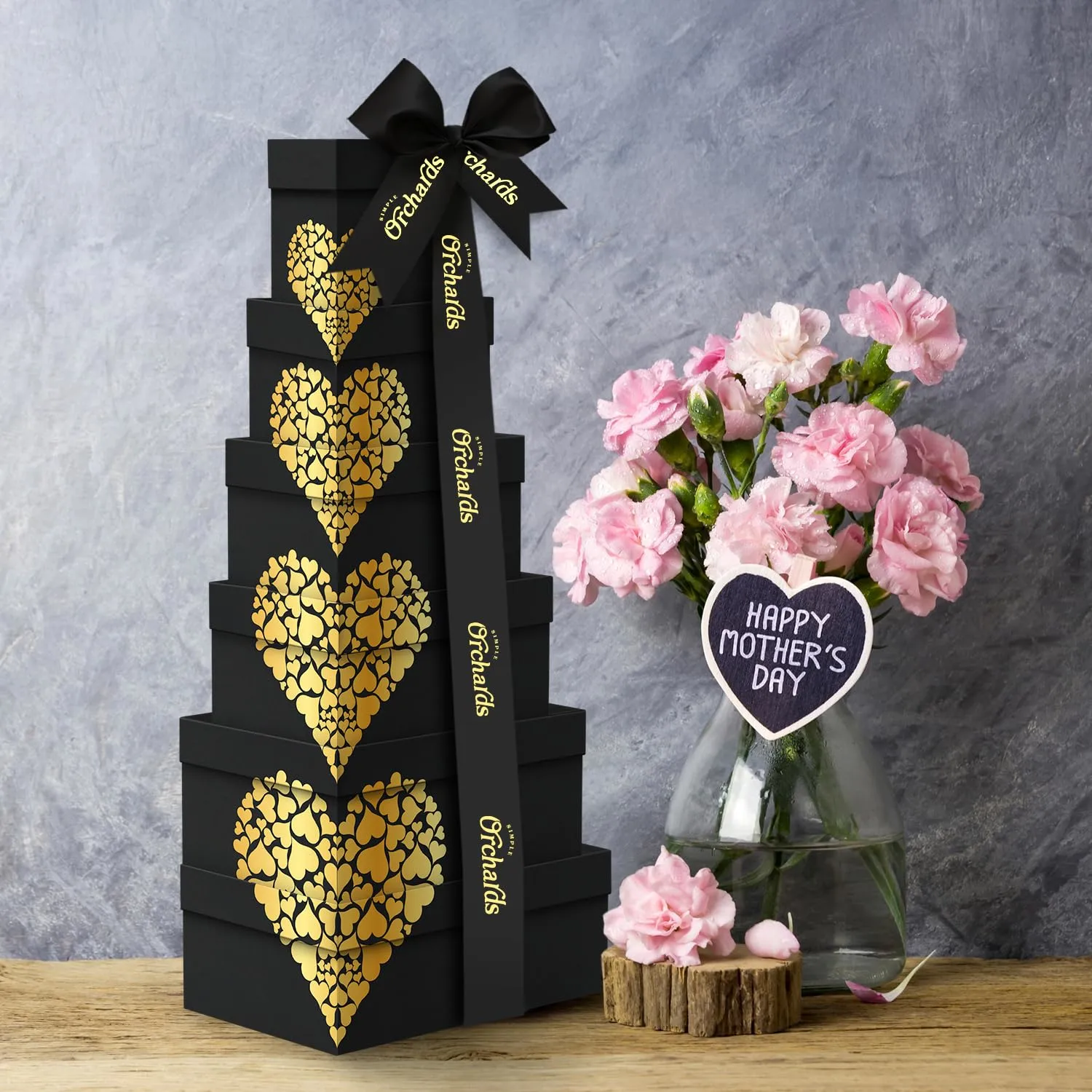 Mothers Day Nuts Gift Basket Tower, Heart Design 6 Tier Food Baskets for Men and Women.