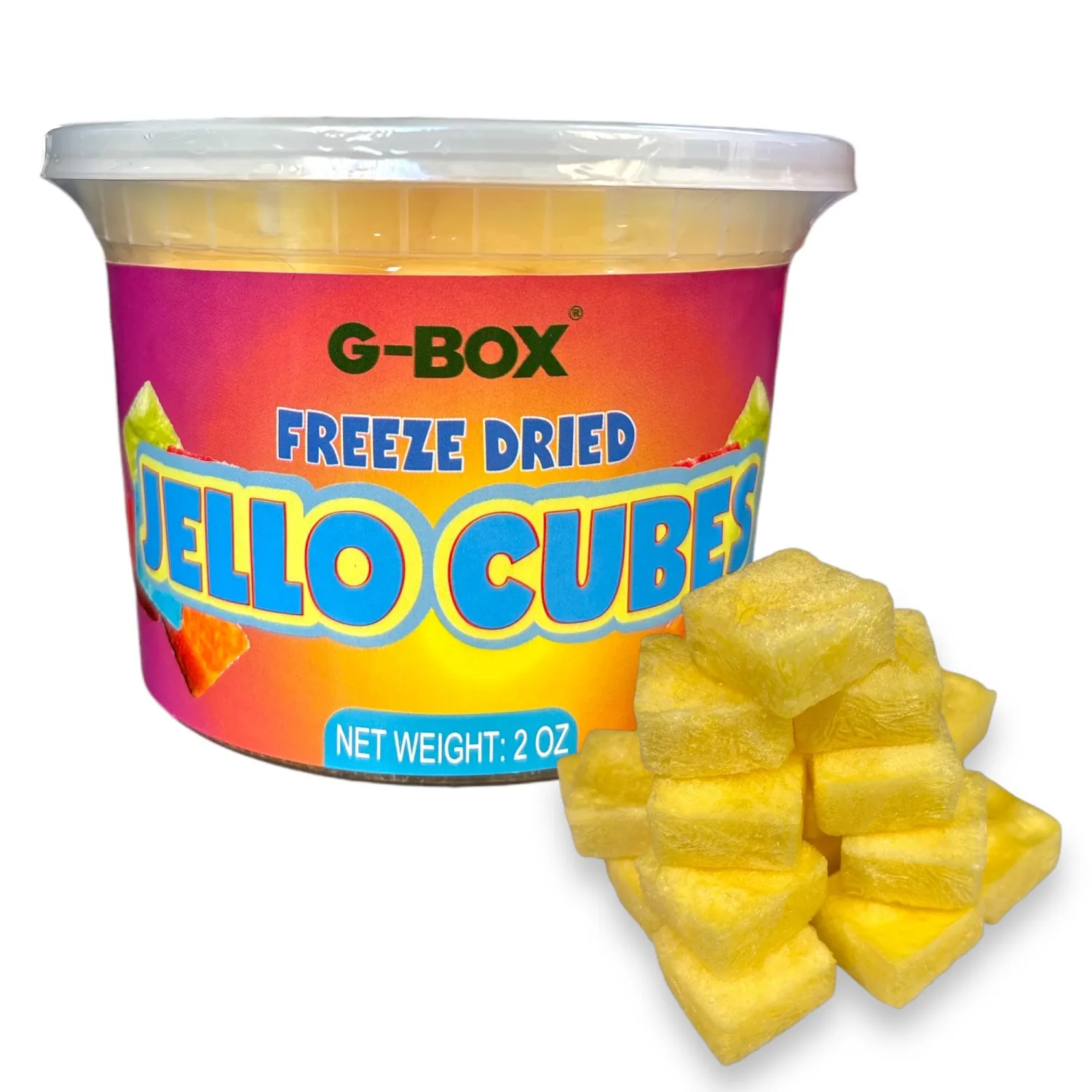 G-Box Freeze-Dried Pineapple Jello Cubes - 2 oz | USA-Made Freeze Dried Jelly| Freeze Dried Candy| Trending TikTok Snack, TikTok Trend Items (Pineapple Jelly Snack)