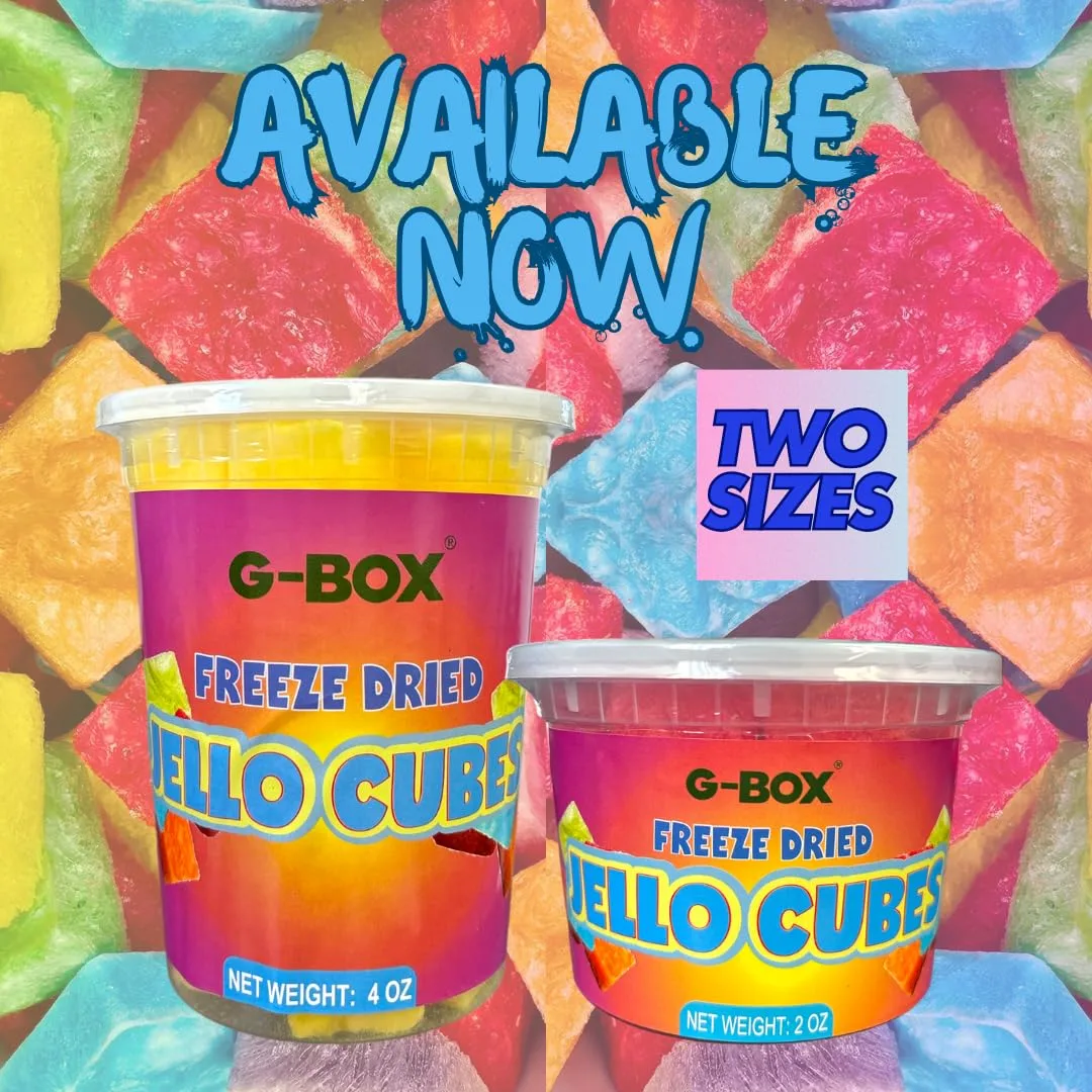 G-Box Freeze-Dried Lime Jello Cubes - 2 oz | USA-Made Freeze Dried Jelly | Freeze-Dried Candy | Trending TikTok Snack, TikTok Trend Items, Fruit Jelly Candy (Lime Jelly Snack)