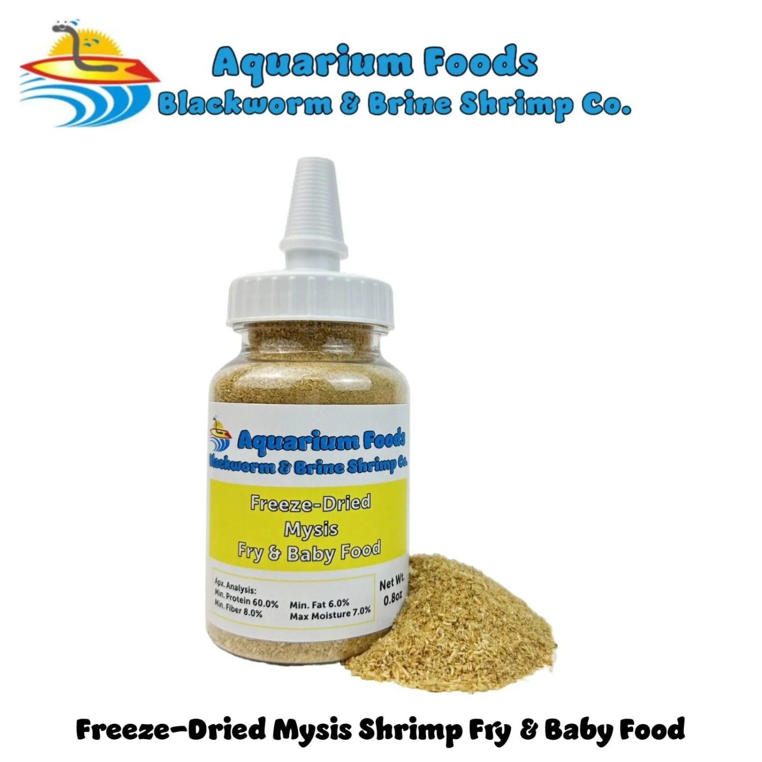 Aquatic Foods Inc. Freeze Dried Floating Mysis Shrimp for Freshwater Fish, Marine Fish, Baby Pond Fish, Invertebrates, Corals, Anemones, All Tiny Nano Fish, Fry and Babies…0.8oz Sm Squeeze Bottle