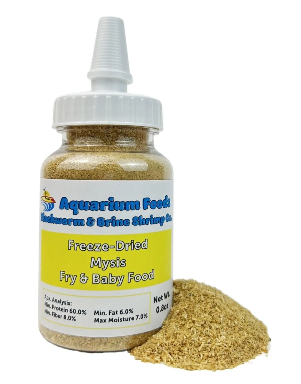 Aquatic Foods Inc. Freeze Dried Floating Mysis Shrimp for Freshwater Fish, Marine Fish, Baby Pond Fish, Invertebrates, Corals, Anemones, All Tiny Nano Fish, Fry and Babies…0.8oz Sm Squeeze Bottle