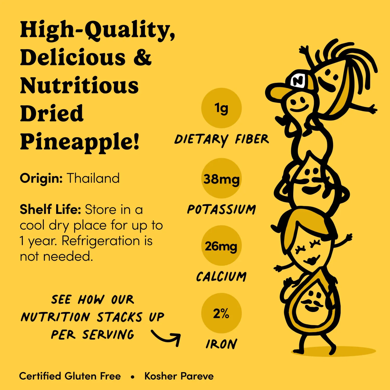 Nuts.com – Dried Pineapple Chunks – Sweet & Tart Treat for Adults & Kids, Good Source of Bromelain – Vegan, Gluten-Free & Kosher Pareve – 1.5 Pound Bag