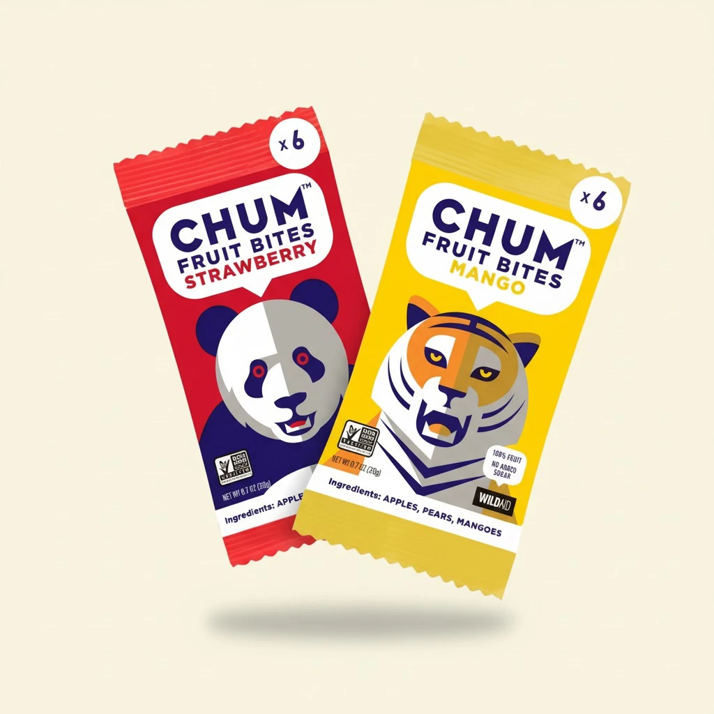Chum Fruit Bites 100% Real Fruit Snacks | Strawberry + Mango, 12 Ct | Non-GMO, No Added Sugar or Preservatives | Top 12 Allergen and School Friendly, Nut-Free, Gluten-Free, Vegan, Kosher, Paleo