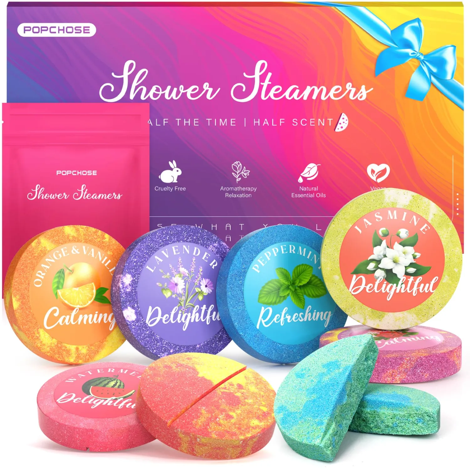 Mother's Day Gifts for Mom- Shower Steamers Aromatherapy 8 Scents with Gift Packing, Birthday Gifts for Women, Men, Dad, Grandma, Daughter, Self Care Shower Tablets, Stress Relief & Home Spa-Variety