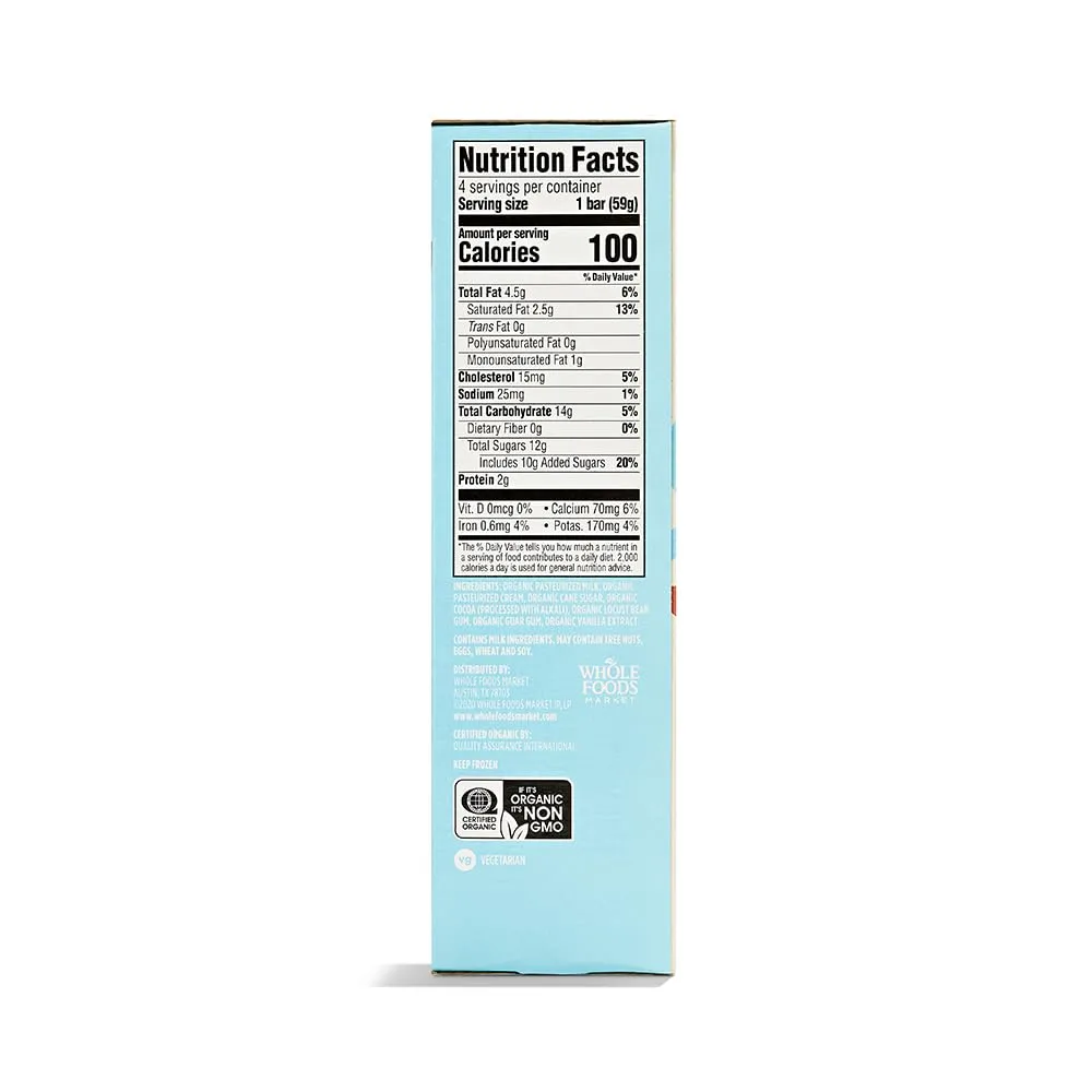 365 by Whole Foods Market, Ice Cream Barfudge Organic 4 Count, 10 Fl Oz