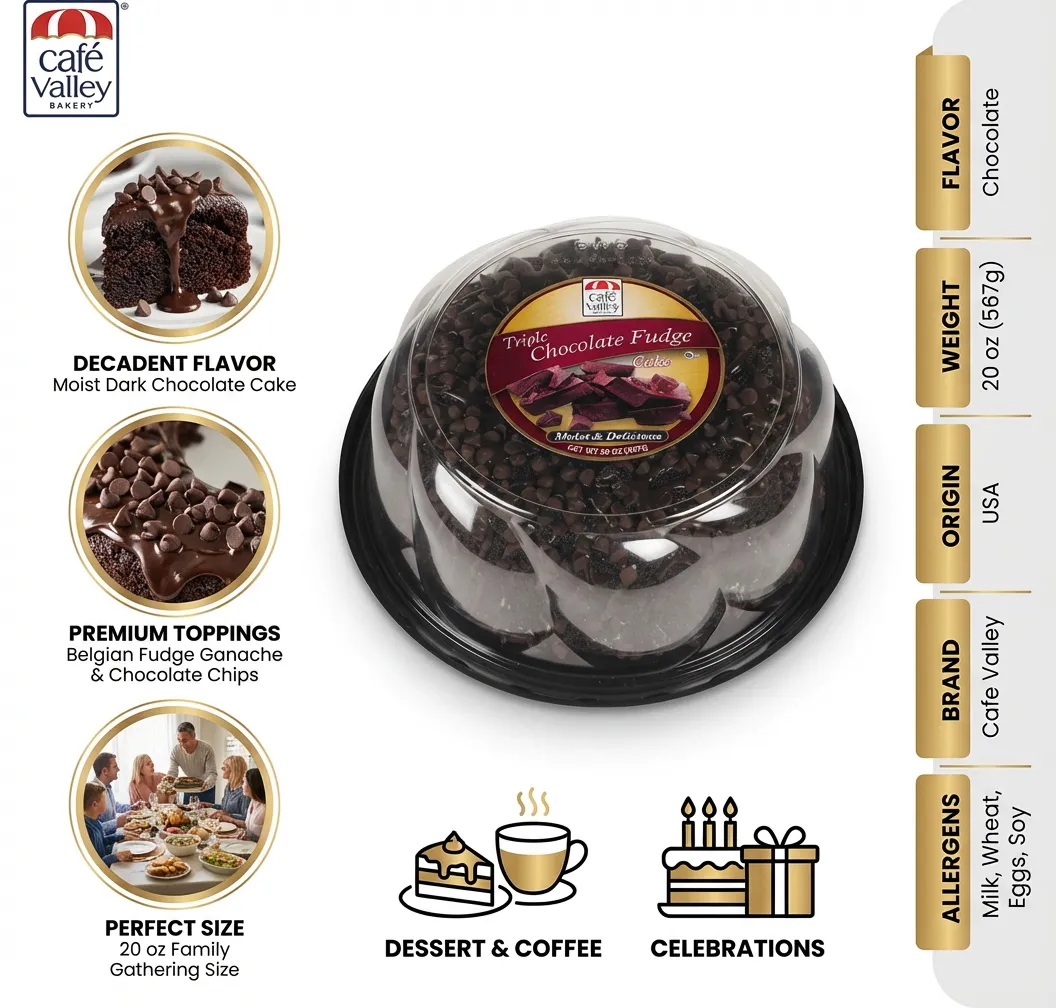 Triple Chocolate Fudge 20 oz Ring Cake, Frozen