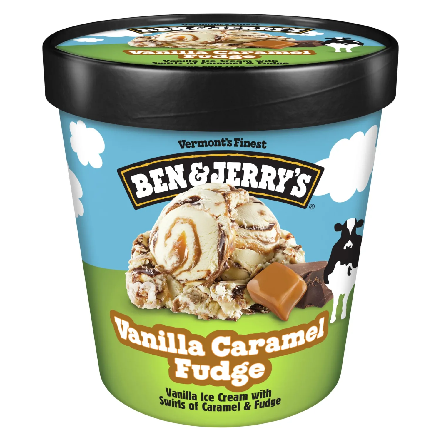 Ben & Jerry's Vanilla Caramel Fudge Ice Cream Pint Non-GMO 16 oz