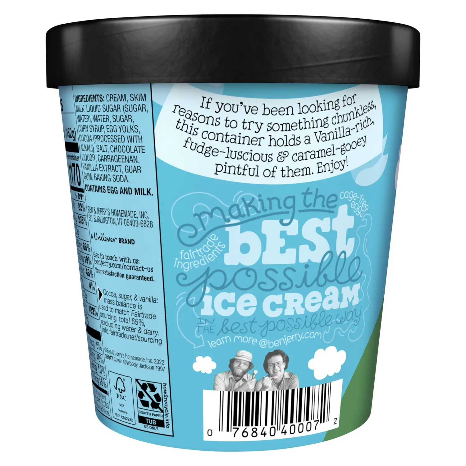 Ben & Jerry's Vanilla Caramel Fudge Ice Cream Pint Non-GMO 16 oz
