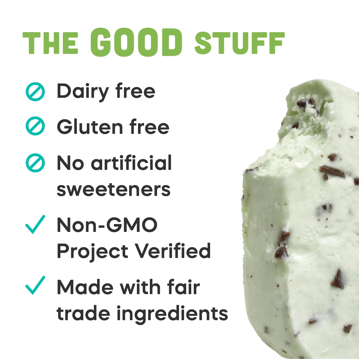 GoodPop - Dairy Free Mint N' Fudge Chip Bars - Non-GMO, Gluten Free, 4 Count