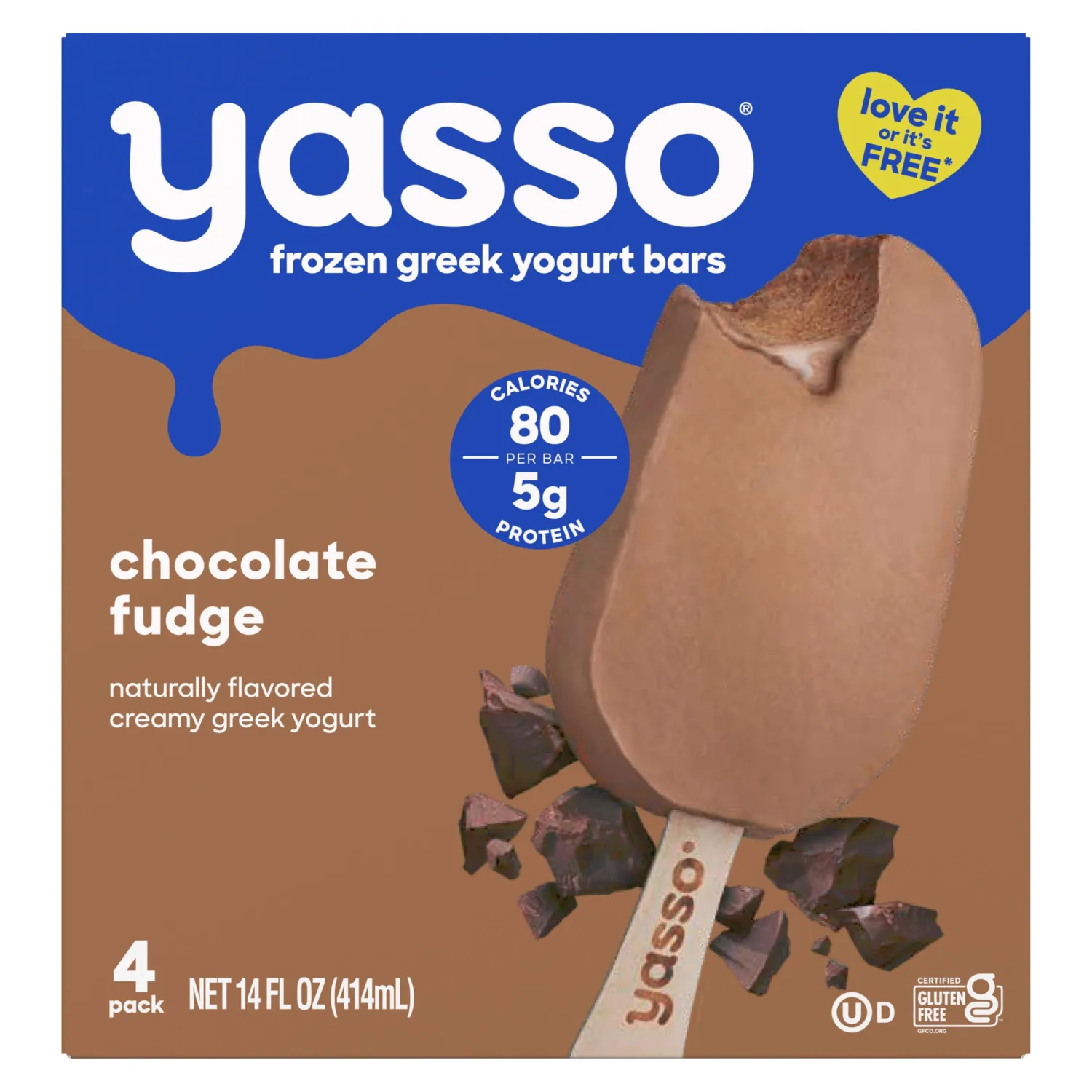 Yasso Frozen Greek Yogurt Bars Chocolate Fudge Bars 4 Count for a ridiculously creamy frozen snack made with the goodness of greek yogurt 3.5fl oz